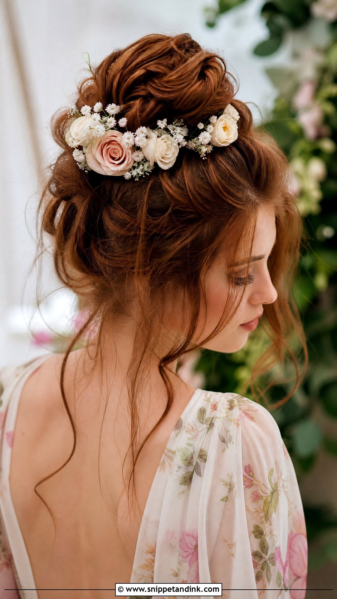 Bun With Flowers for Wedding - Snippet and Ink - 20 Hair Bun for Wedding Ideas