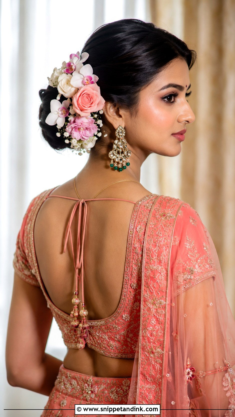 Bun With Fresh Flowers - Snippet and Ink - 35 Indian Wedding Bridal Hairstyle Ideas