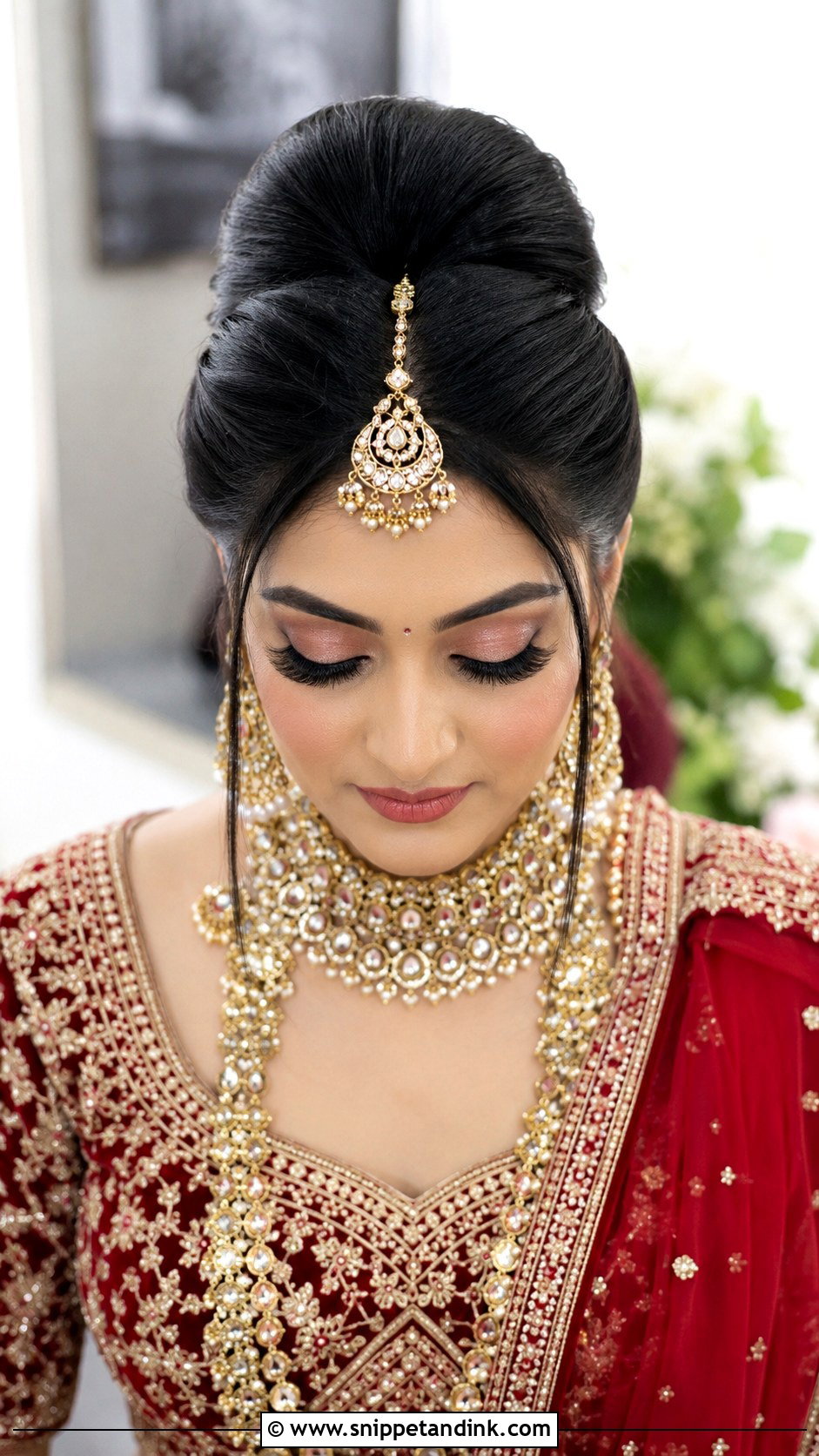 Bun With Front Puff - Snippet and Ink - 25 Indian Bun Hairstyles for Wedding