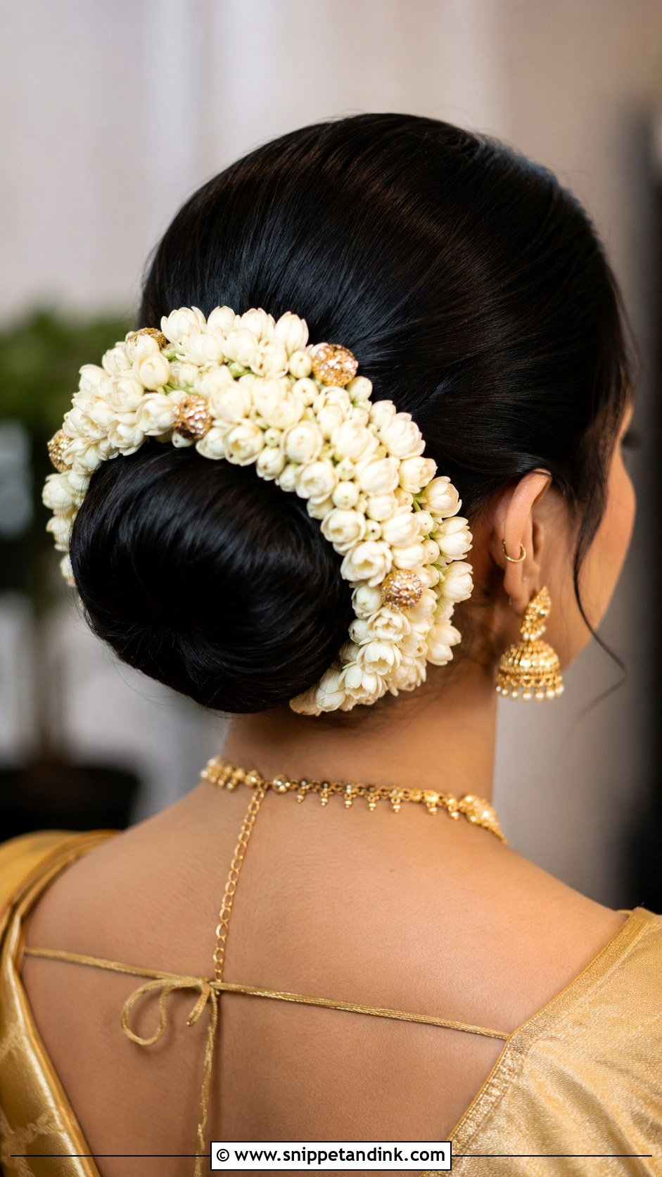 Bun With Gajra Wrap - Snippet and Ink - 30 Indian Hairstyle for Wedding Ideas