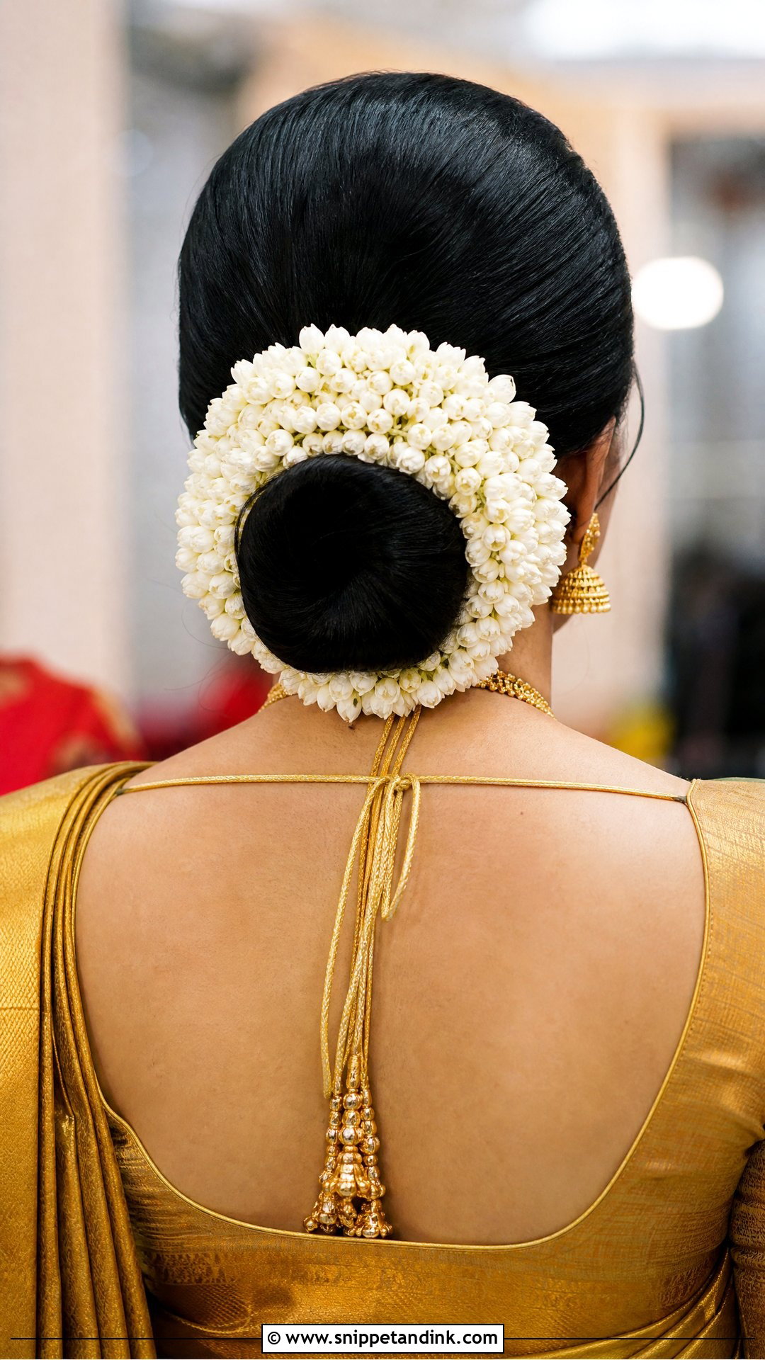 Bun With Gajra Wrap - Snippet and Ink - 20 Indian Hairstyle for Mom of Bride Ideas