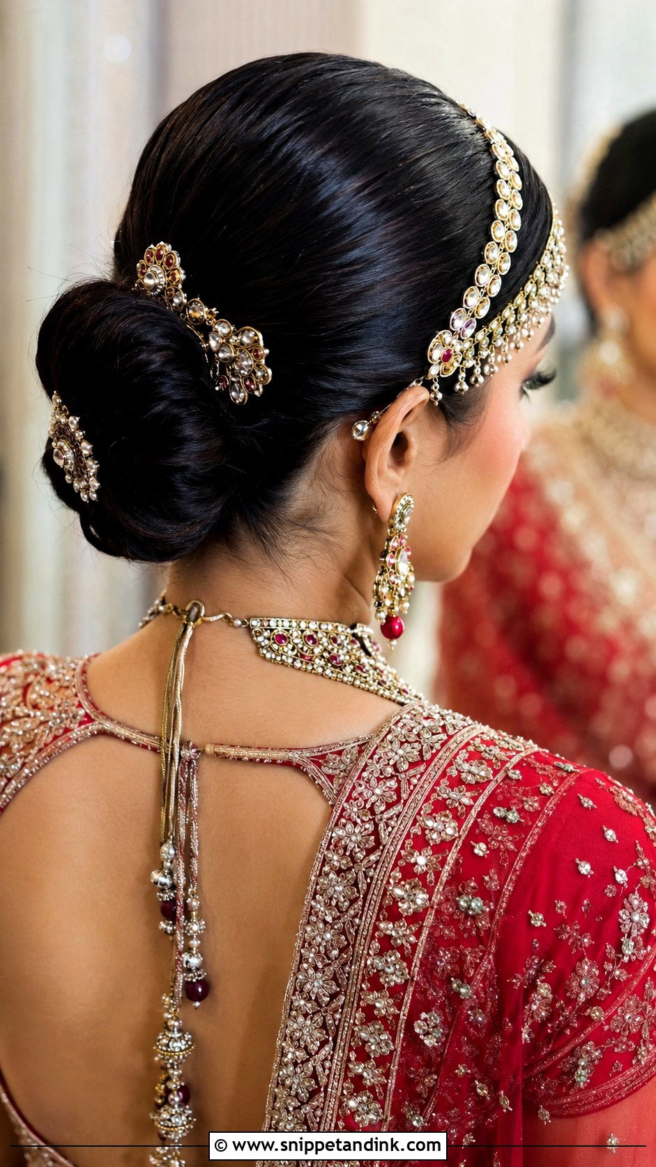 Bun With Hair Accessories - Snippet and Ink - 35 Indian Wedding Bridal Hairstyle Ideas