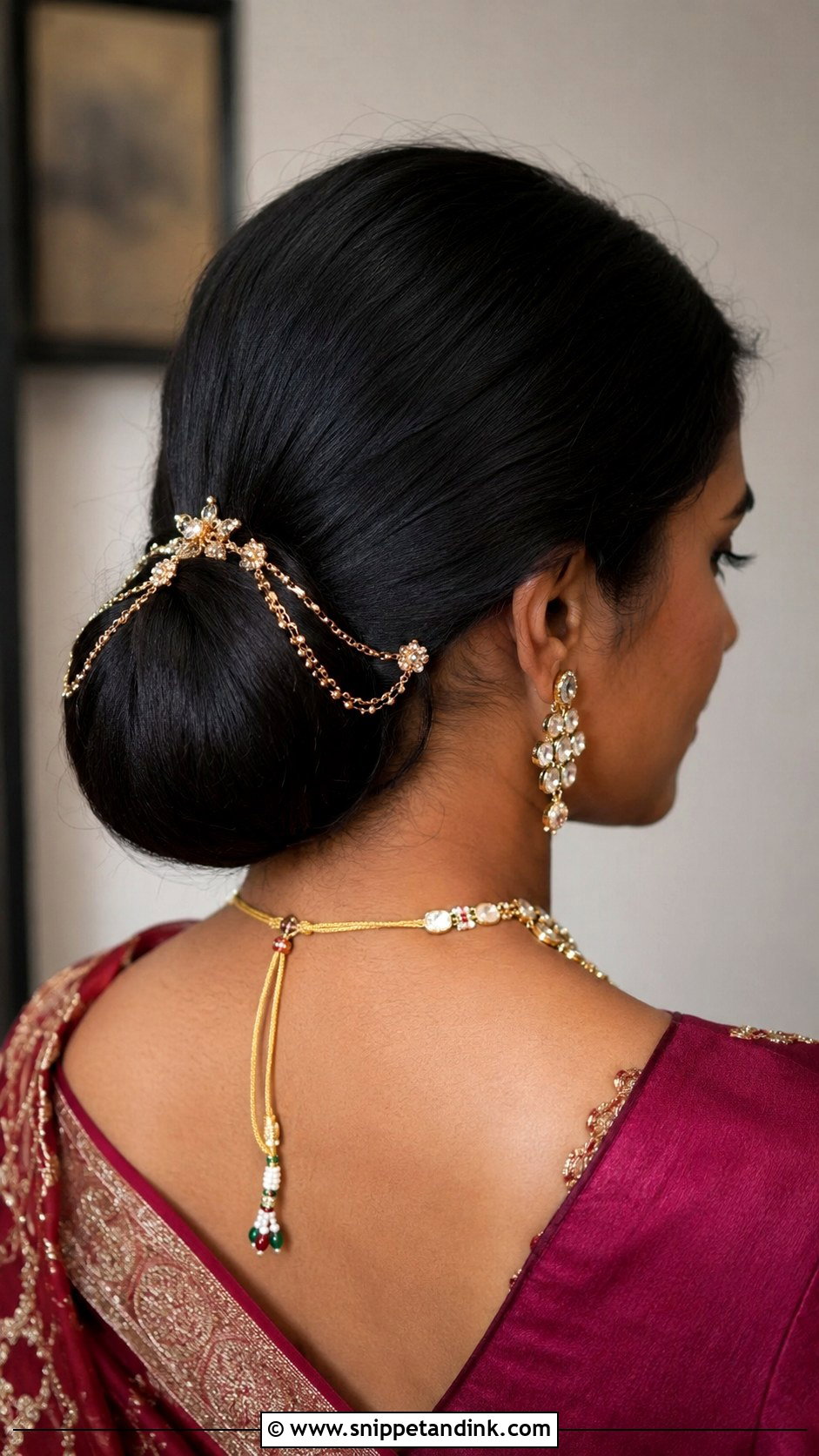 Bun With Hair Chains For Medium Hair - Snippet and Ink - 20 Indian Wedding Hair Buns for Medium Hair