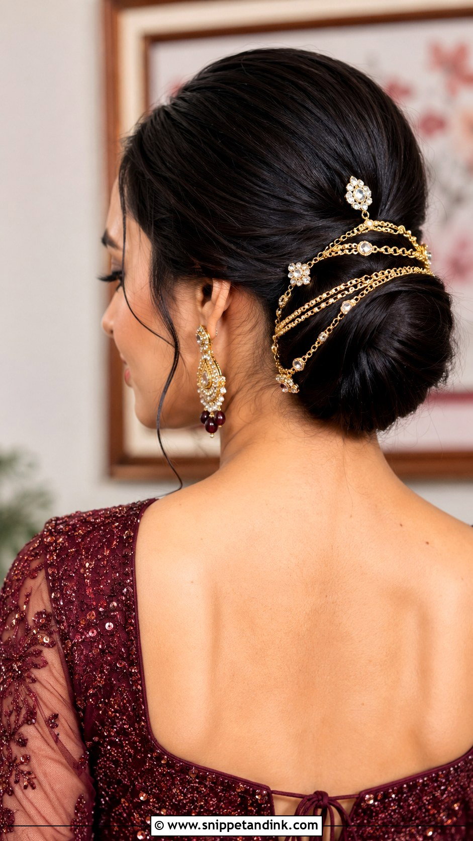 Bun With Hair Jewelry - Snippet and Ink - 25 Indian Bun Hairstyles for Wedding