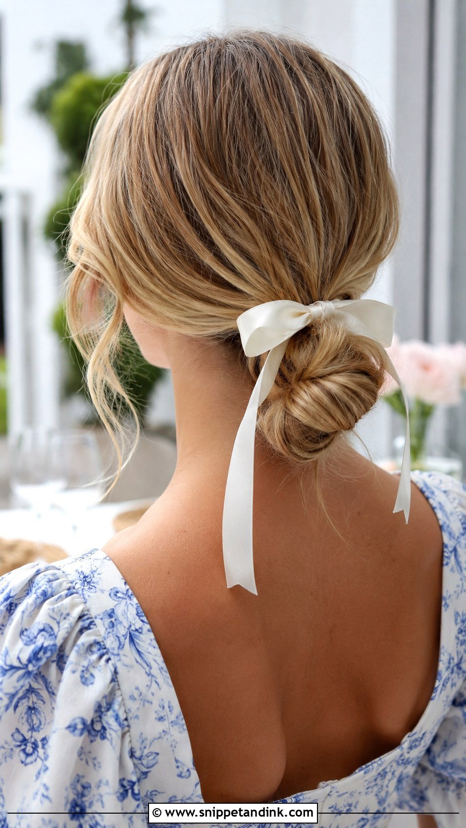Bun With Hair Ribbon - Snippet and Ink - 25 Wedding Guest Hair Up Ideas