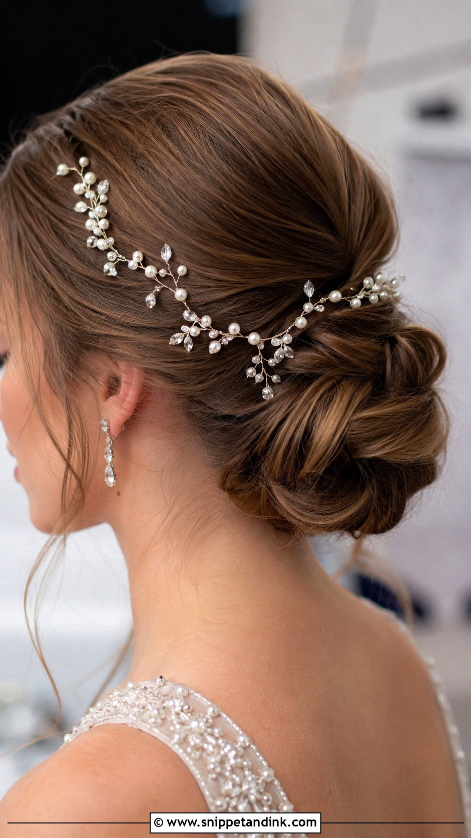 Bun With Hair Vine - Snippet and Ink - 35 Bridal Bun Ideas