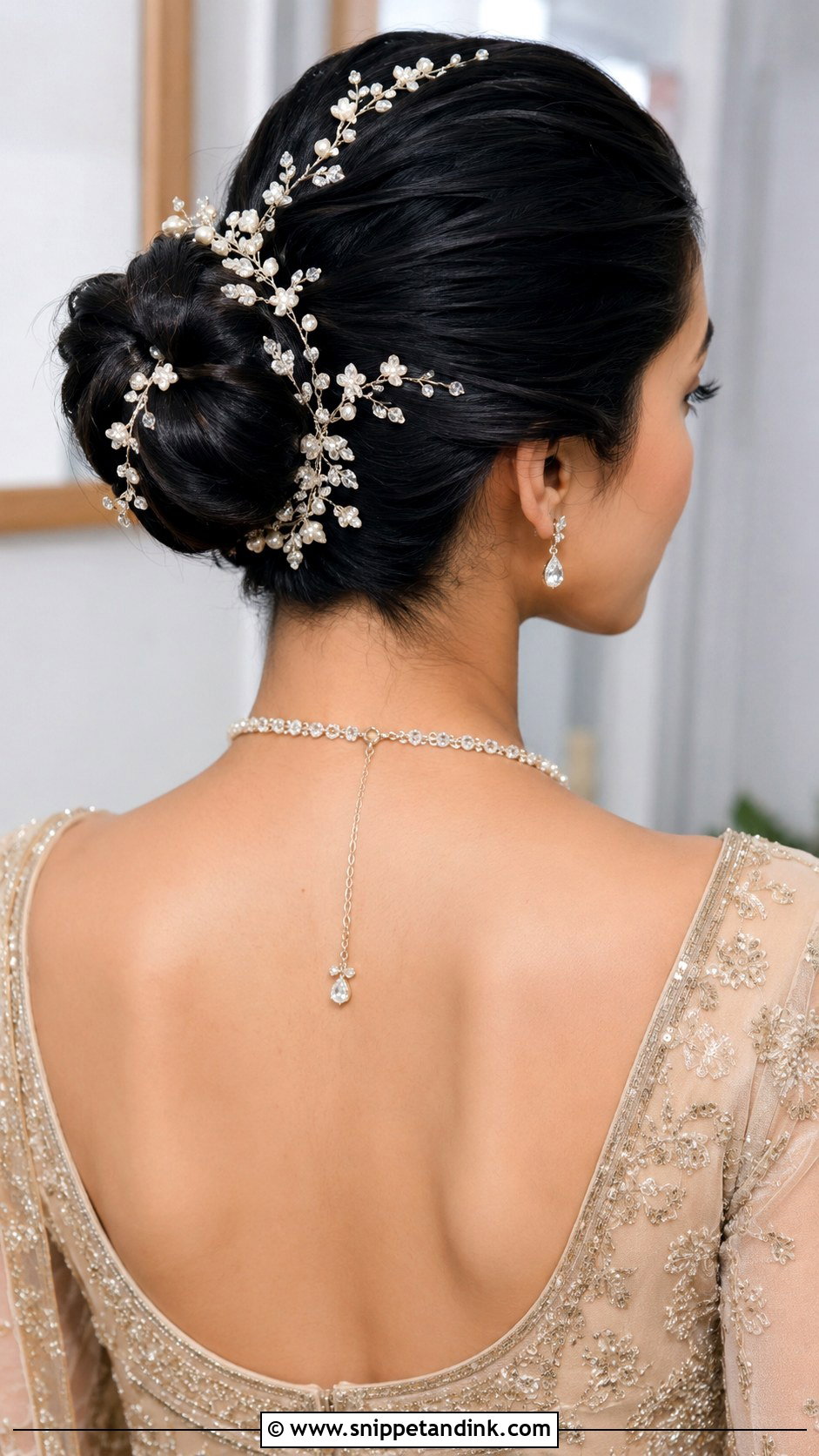 Bun With Hair Vine Accessory - Snippet and Ink - 25 Indian Weddings Bridal Hairstyles