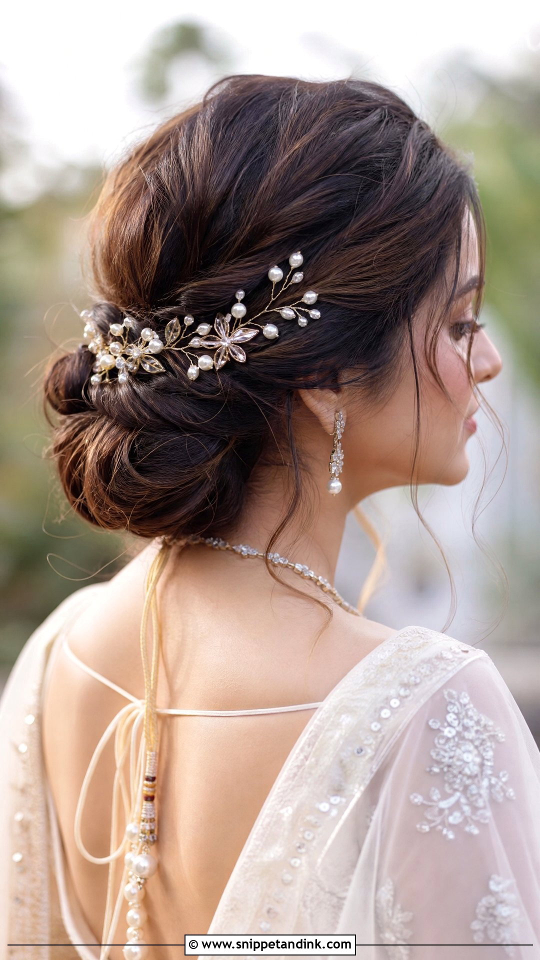 Bun With Hair Vine Hairstyle - Snippet and Ink - 20 Indian Wedding Buns Hairstyles