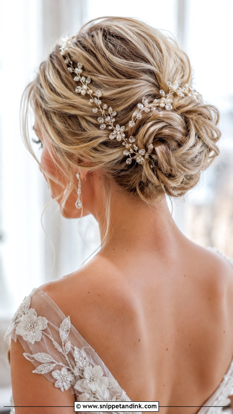 Bun With Hair Vine for Brides - Snippet and Ink - 30 Bridal Bun Hairstyles
