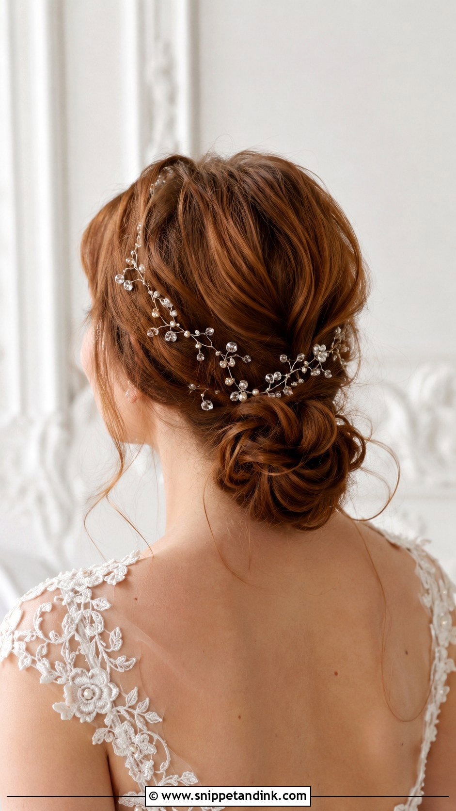 Bun With Hair Vine for Brides - Snippet and Ink - 25 Bride Hair Bun Ideas