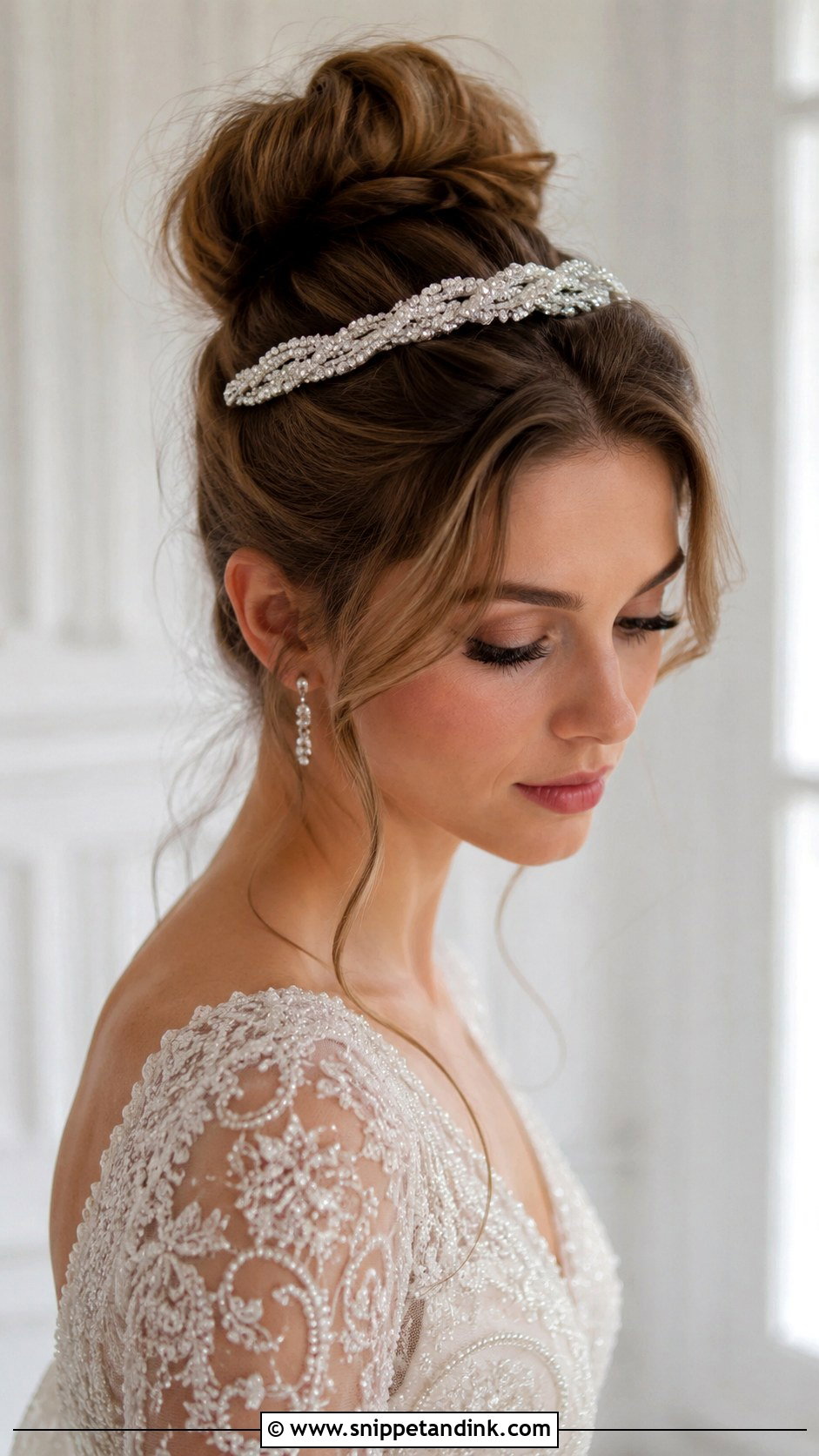 Bun With Headband - Snippet and Ink - 35 Bun Hairstyles for Wedding
