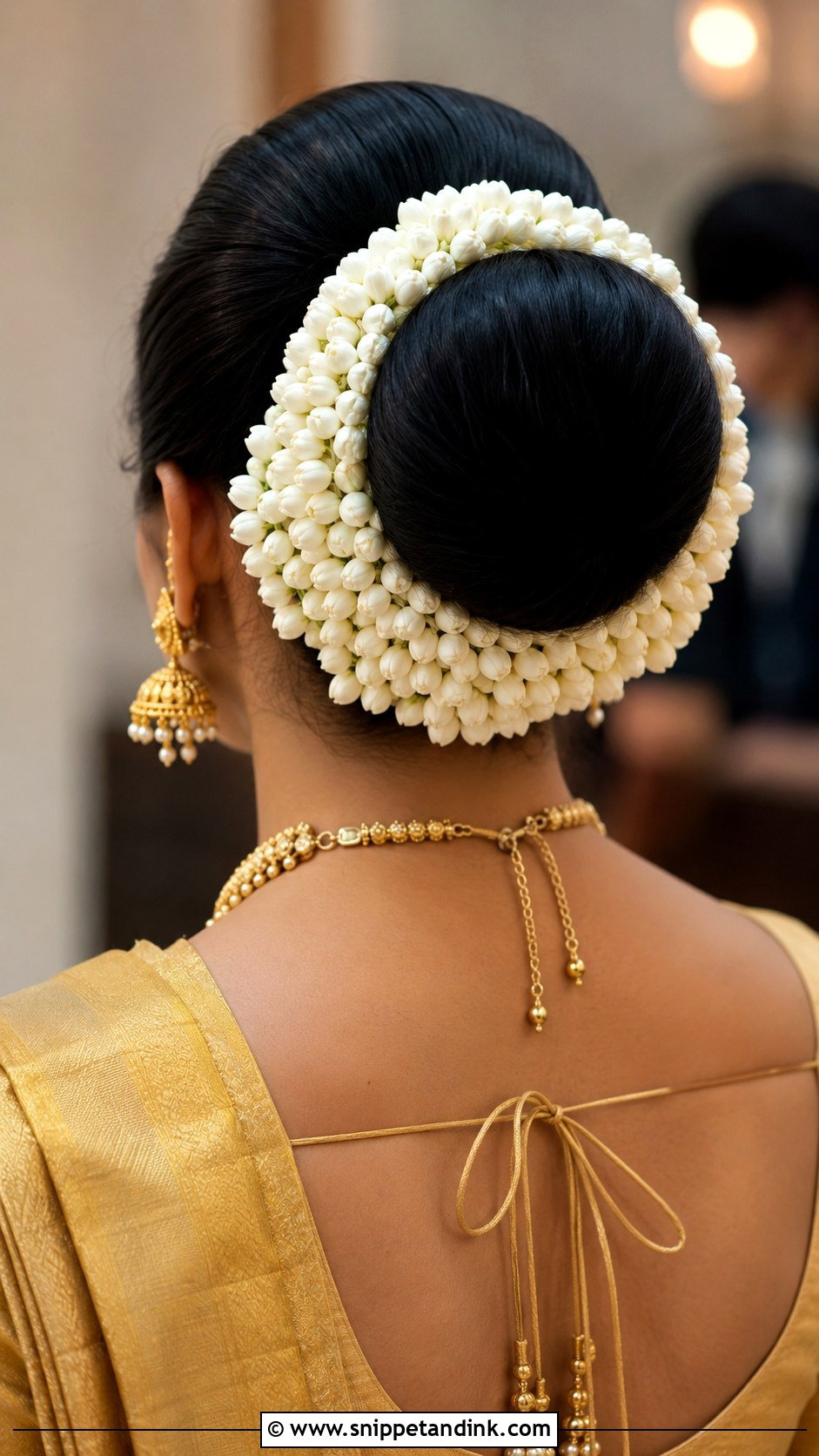 Bun With Jasmine Gajra for South Indian Bride - Snippet and Ink - 30 Indian Bridal Dulhan Hairstyles