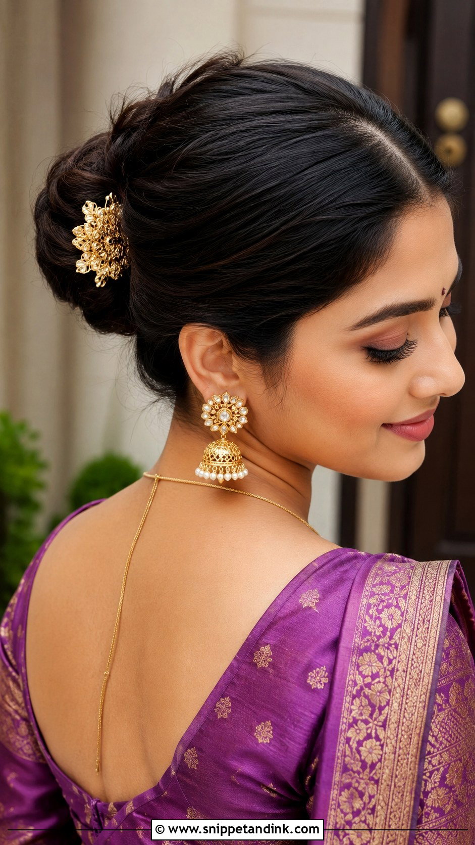 Bun With Juda Pin For Medium Hair - Snippet and Ink - 20 Indian Wedding Hair Buns for Medium Hair