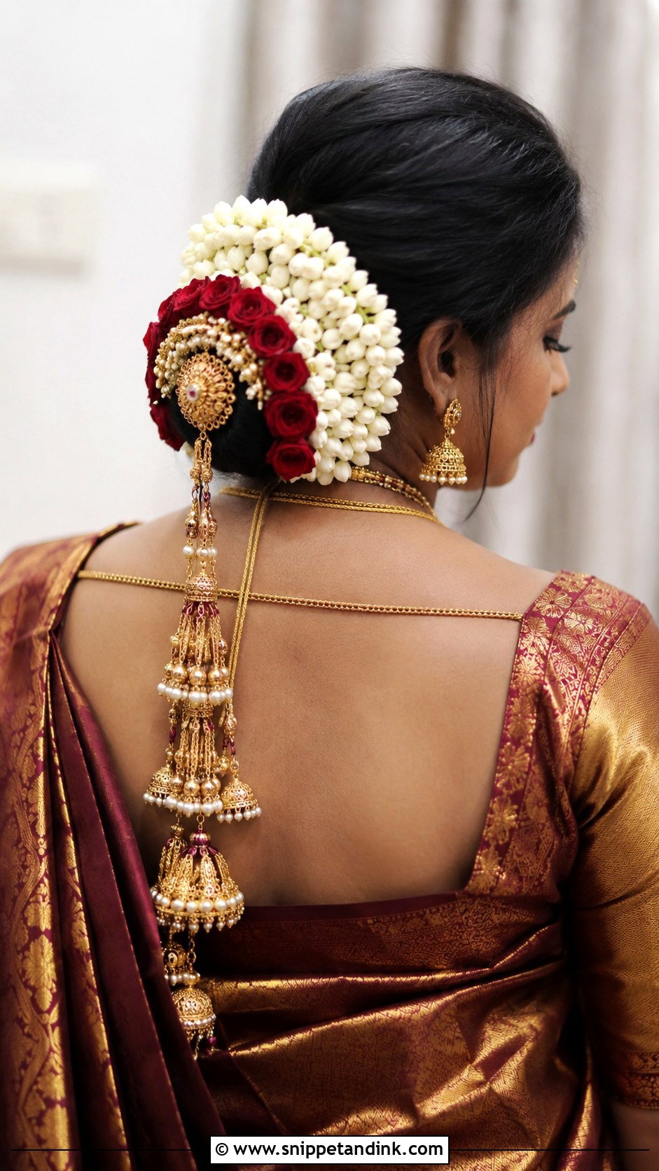 Bun With Kunjalam Tassels - Snippet and Ink - 20 Valaikappu Hairstyles