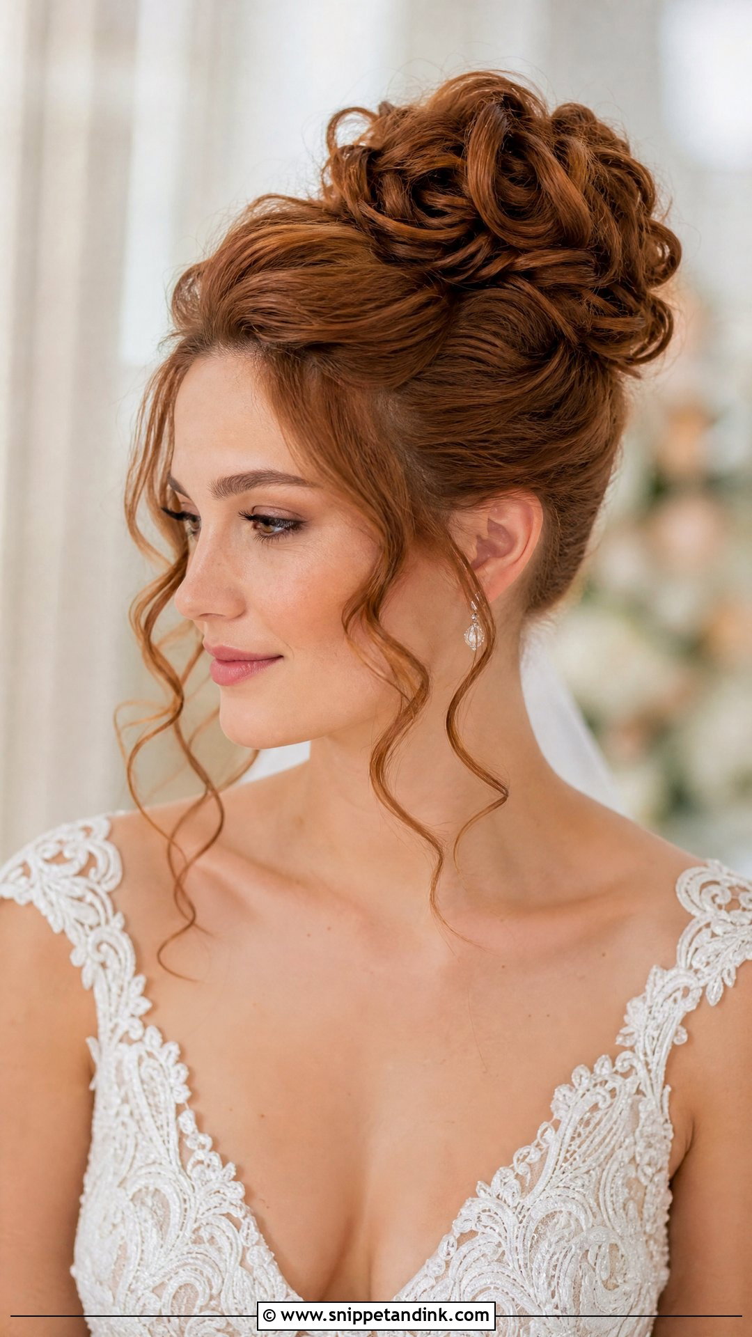 Bun With Loose Curls for Brides - Snippet and Ink - 30 Bridal Bun Hairstyles