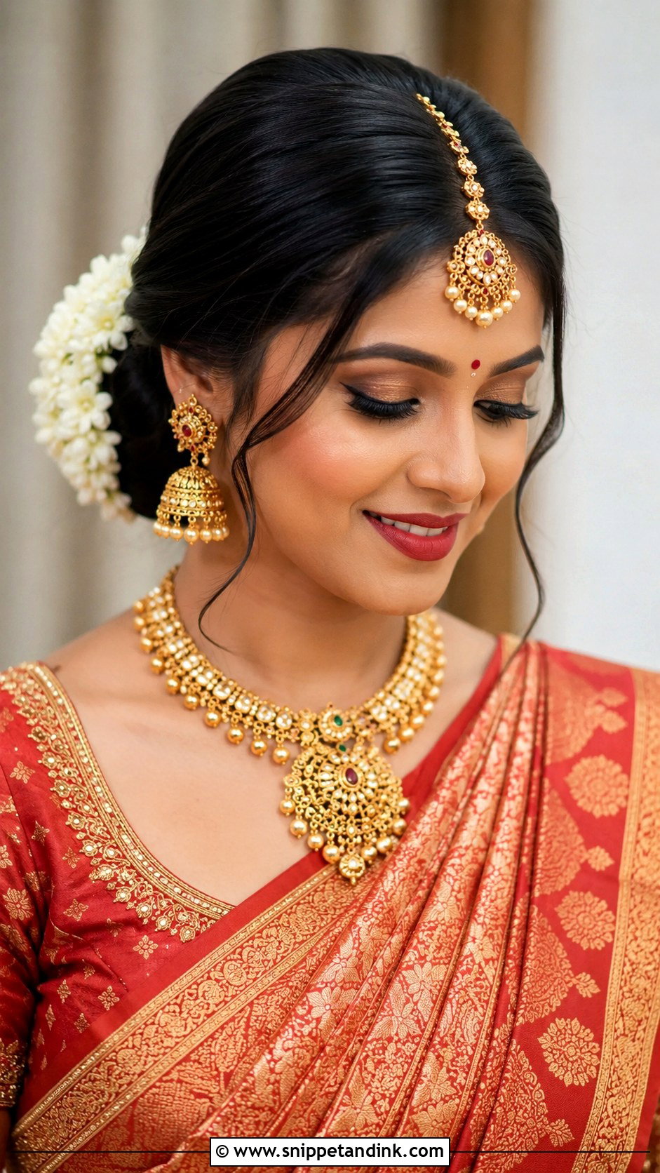 Bun With Maang Tikka - Snippet and Ink - 25 Bridal Juda Hairstyles