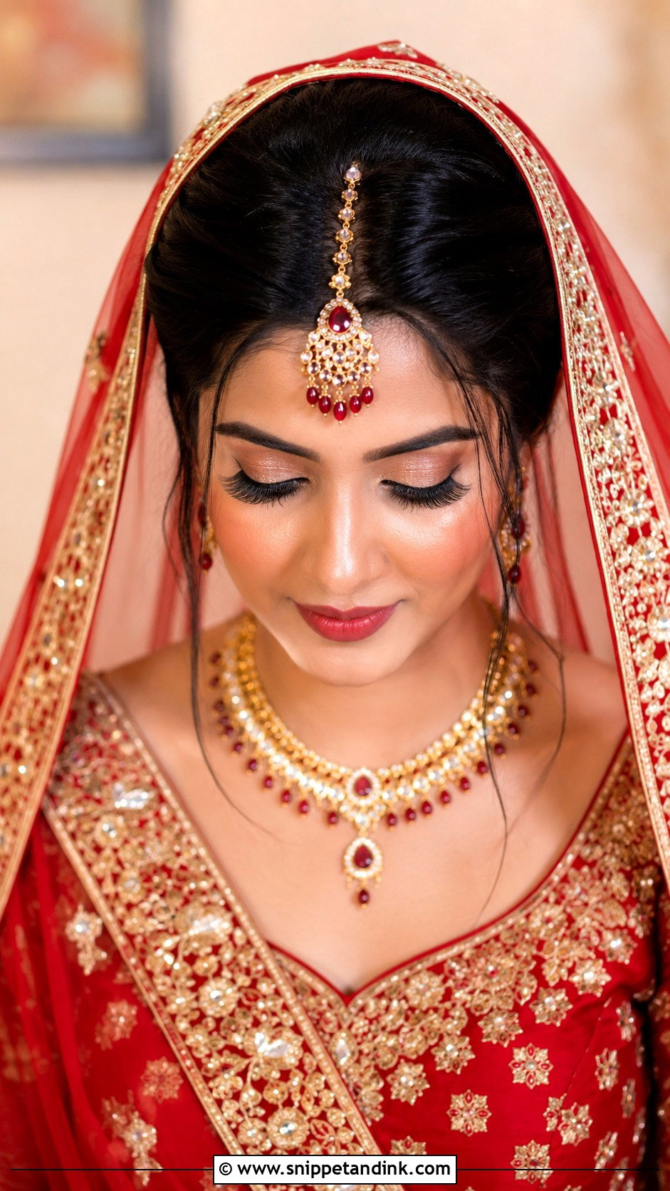 Bun With Maang Tikka And Veil - Snippet and Ink - 20 Indian Hair Styles for Weddings