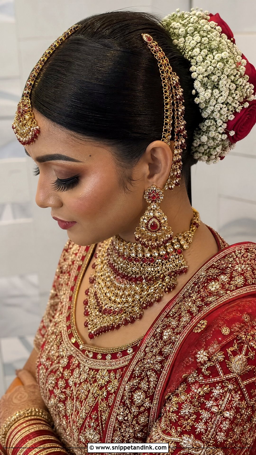 Bun With Maang Tikka and Passa - Snippet and Ink - 20 Desi Bridal Hairstyles