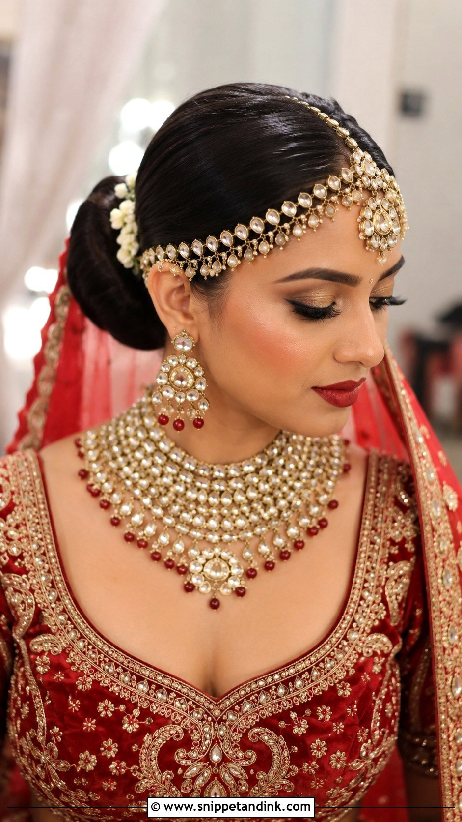 Bun With Matha Patti - Snippet and Ink - 30 Indian Hairstyles for Weddings