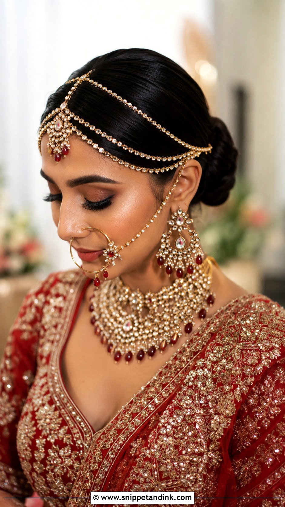 Bun With Mathapatti - Snippet and Ink - 30 Indian Bridal Hairstyles