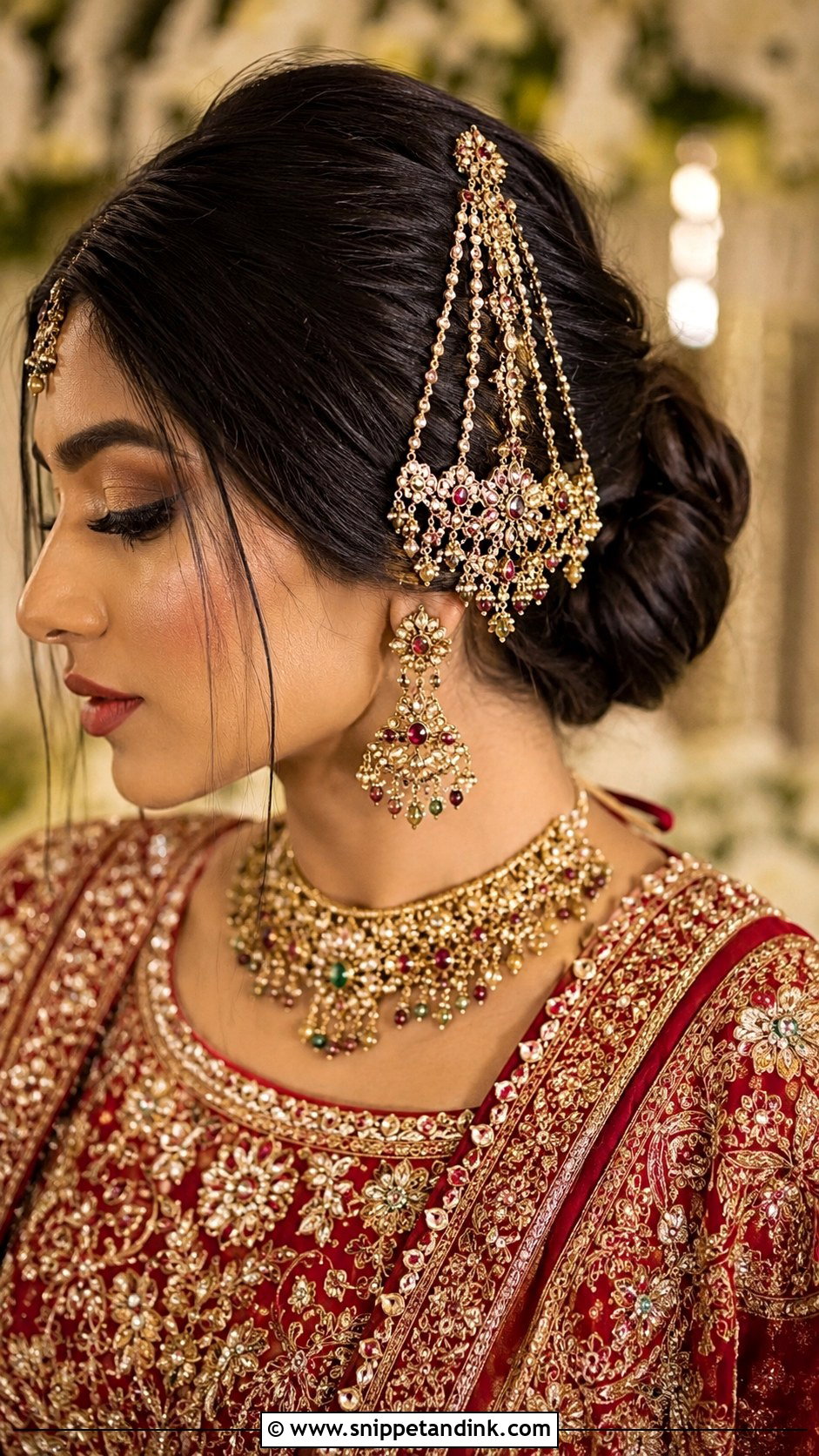 Bun With Passa And Jhoomar - Snippet and Ink - 25 Indian Bridal Wedding Hairstyles