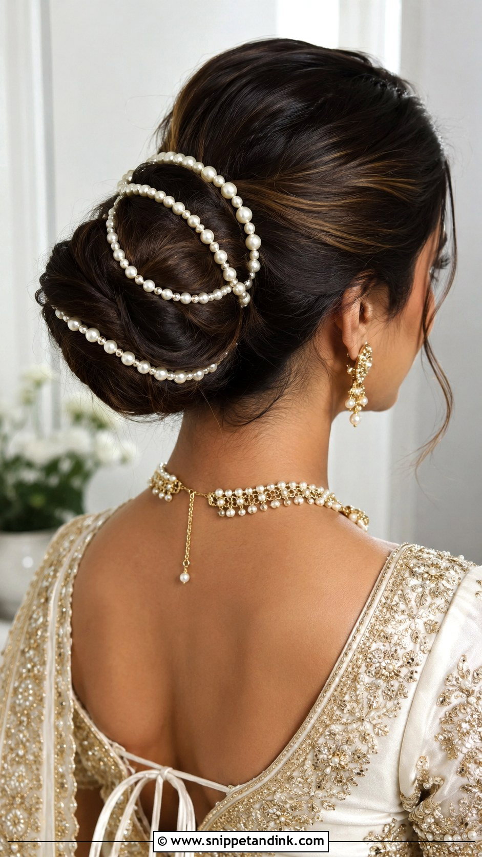 Bun With Pearl Embellishments - Snippet and Ink - 20 Hair Do for Indian Wedding Ideas