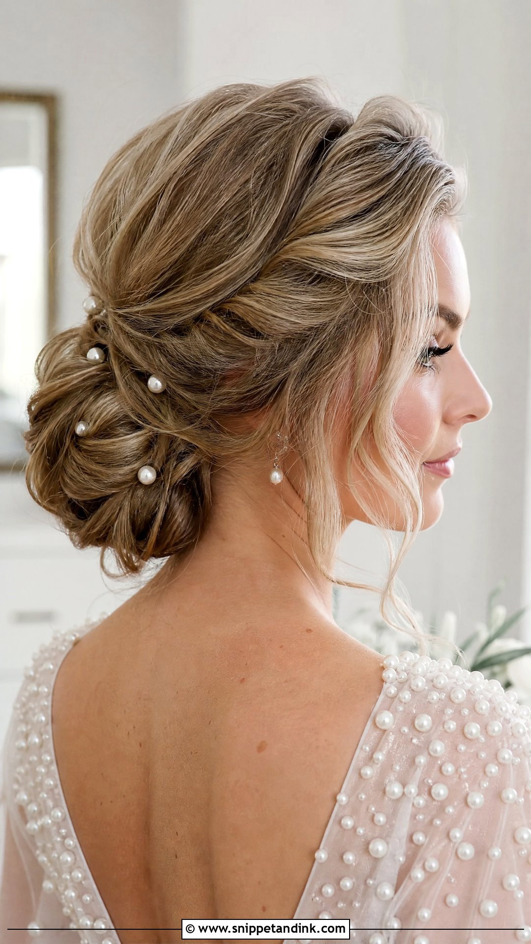 Bun With Pearl Pins - Snippet and Ink - 15 Bun Hairdo Wedding Ideas