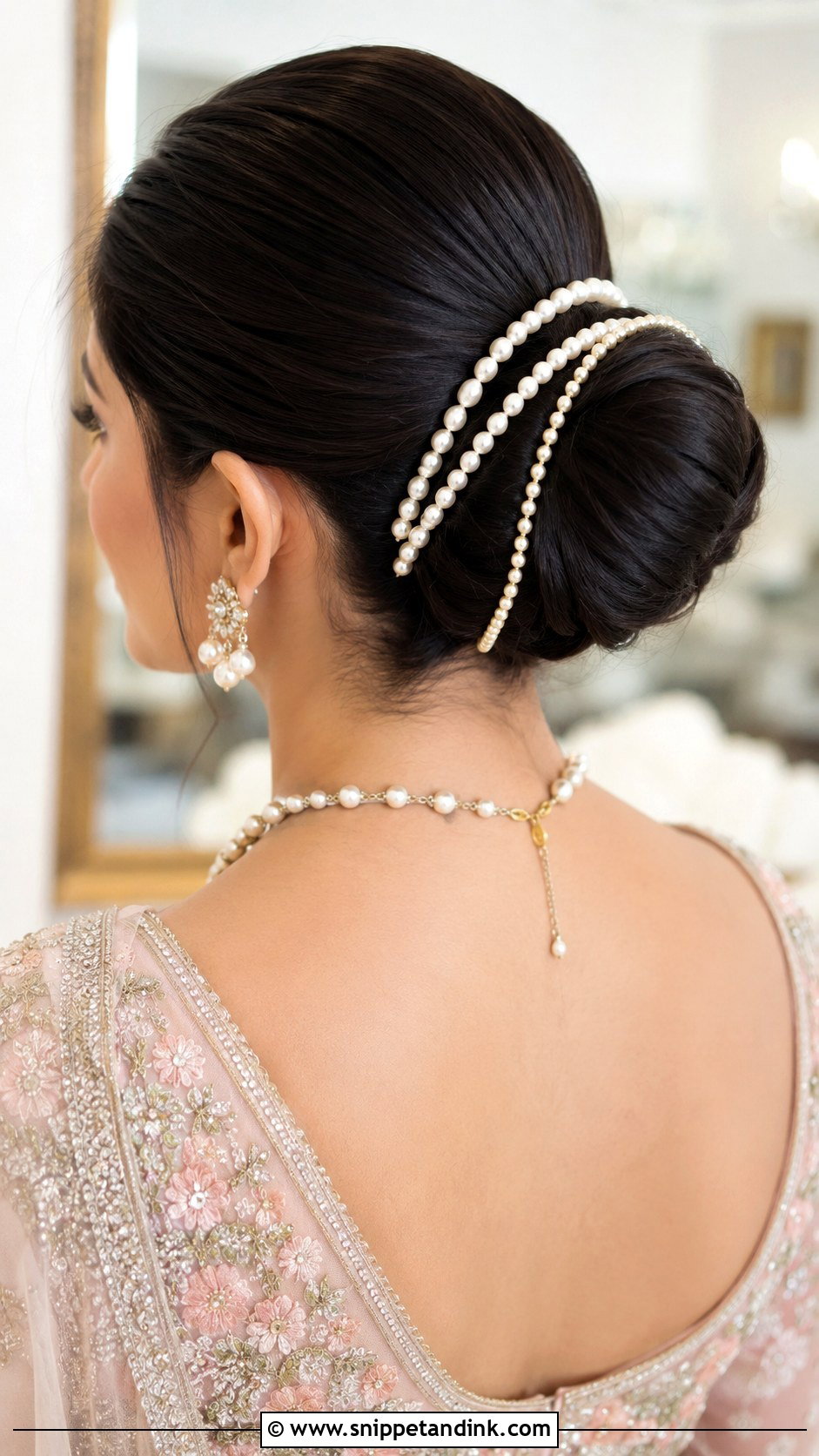 Bun With Pearl Strings - Snippet and Ink - 25 Hair Styles for Indian Wedding