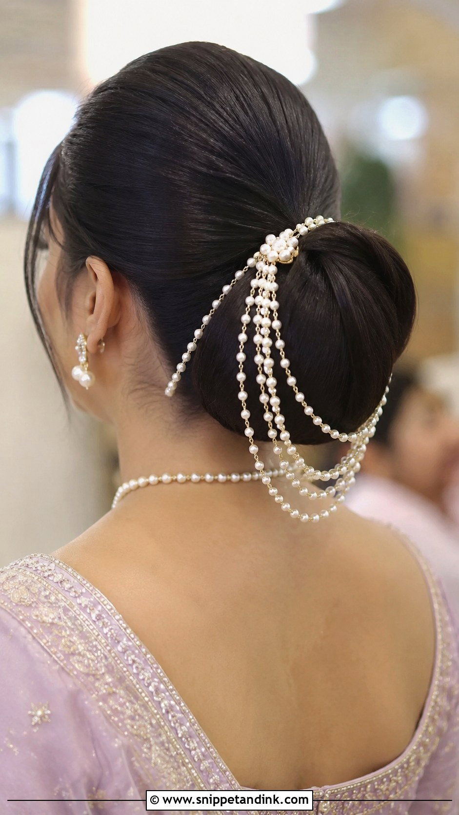 Bun With Pearl Strings - Snippet and Ink - 30 South Indian Bridal Hairstyles