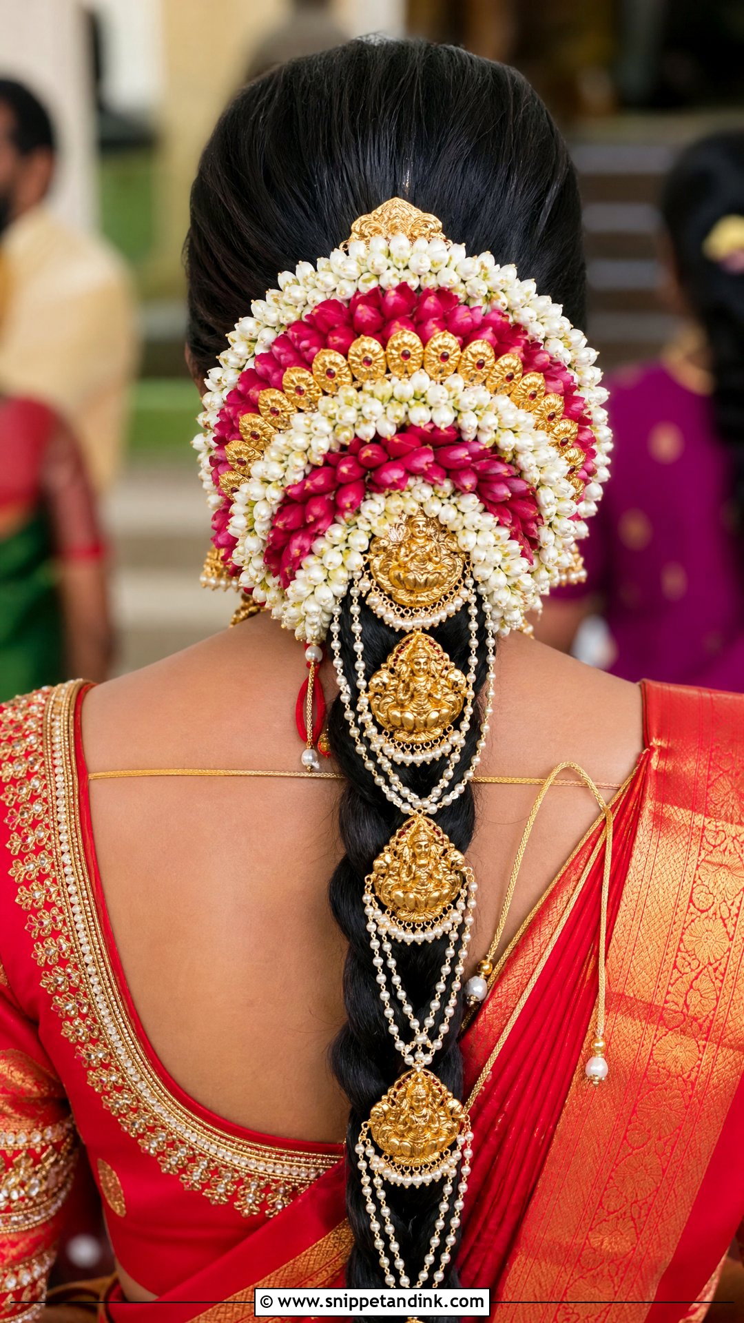 Bun With Pelli Poola Jada Decoration - Snippet and Ink - 20 South Indian Wedding Hairstyles for Short Hair