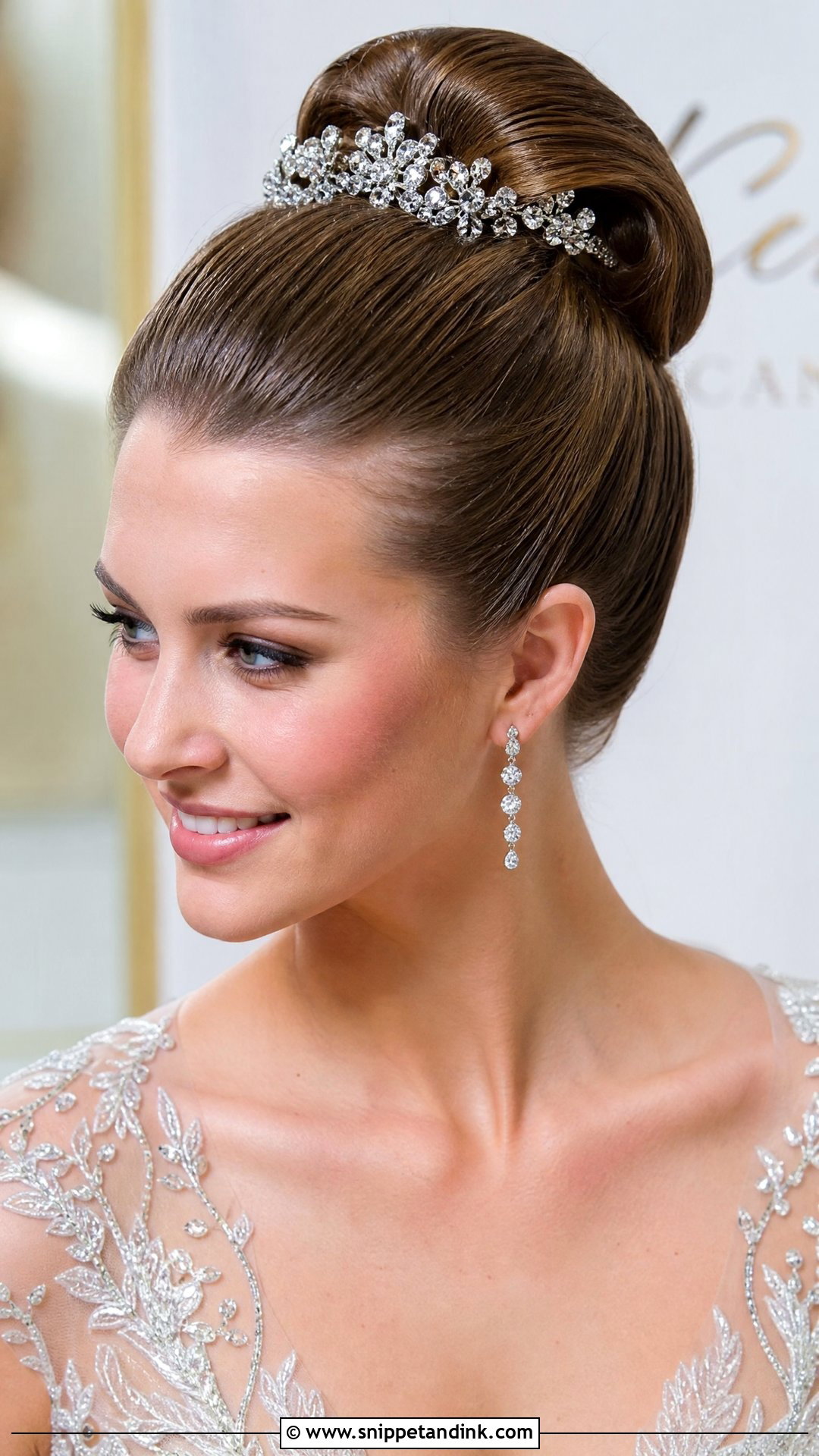 Bun With Tiara for Wedding - Snippet and Ink - 20 Hair Bun for Wedding Ideas