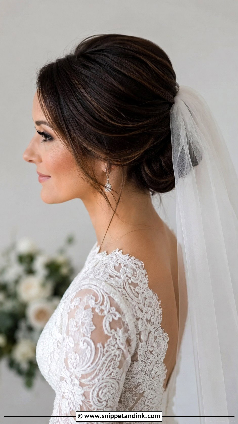 Bun With Veil Wedding Updo - Snippet and Ink - 20 Romantic Wedding Updo Ideas
