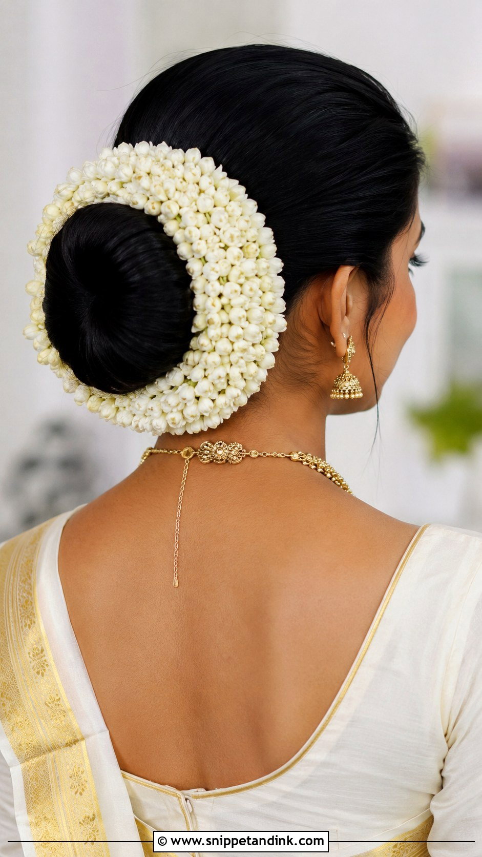 Bun with Gajra Wrap - Snippet and Ink - 25 Kerala Hindu Bridal Hairstyles