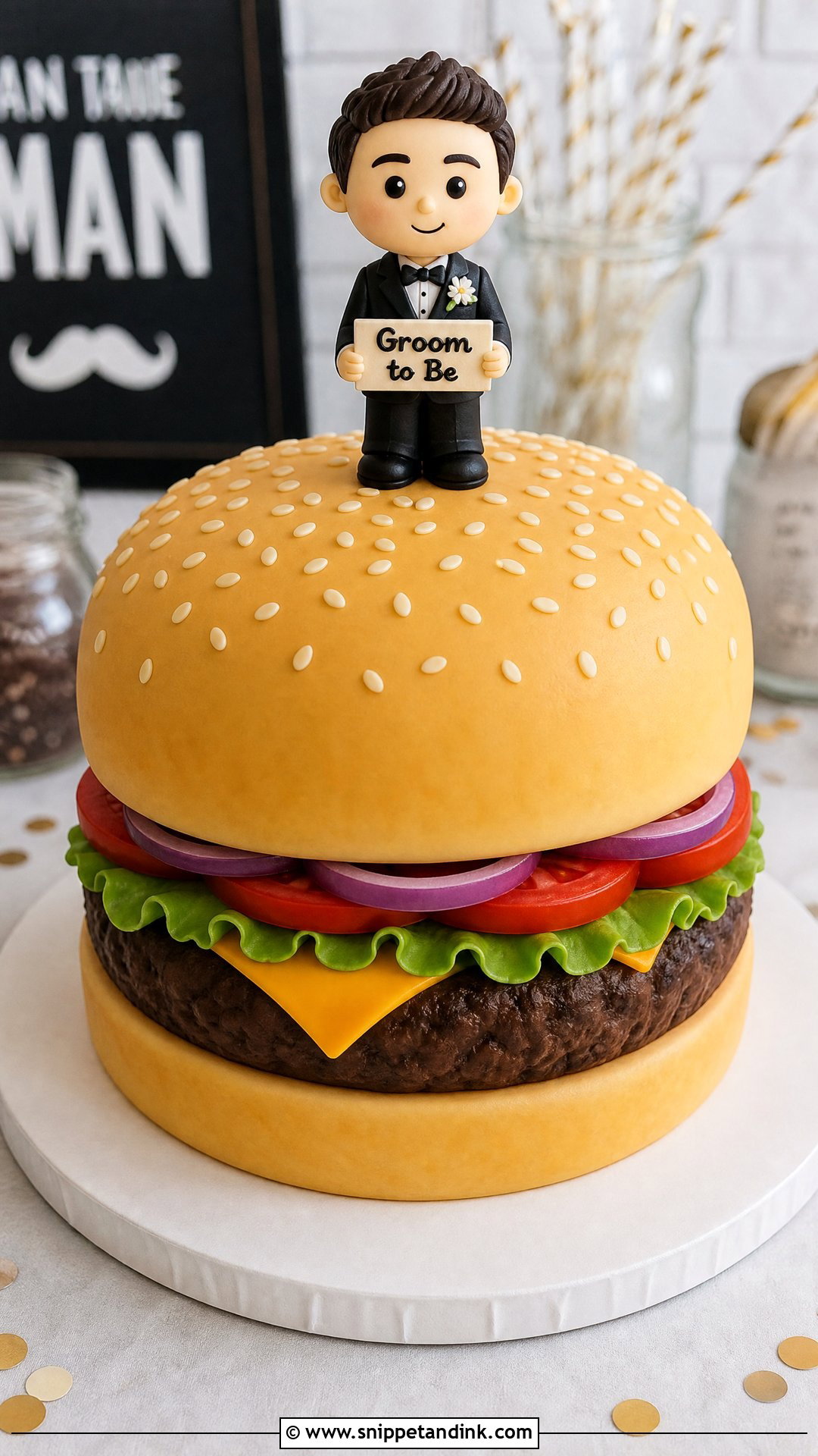 Burger Groom Cake - Snippet and Ink - 25 Groom to Be Cake Ideas