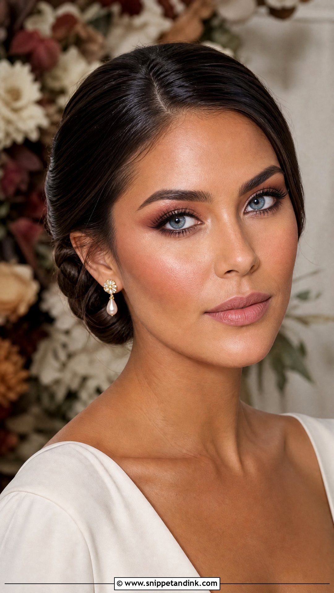 Burgundy Accent Wedding Makeup For Blue Eyes - Snippet and Ink - 20 Fall Wedding Makeup for Bride Blue Eyes