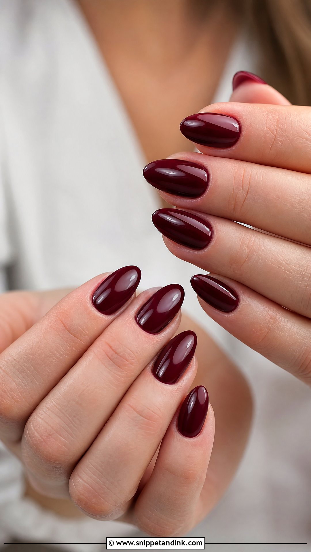 Burgundy Almond Fall Bridal Nails - Snippet and Ink - 25 Fall Bridal Nails