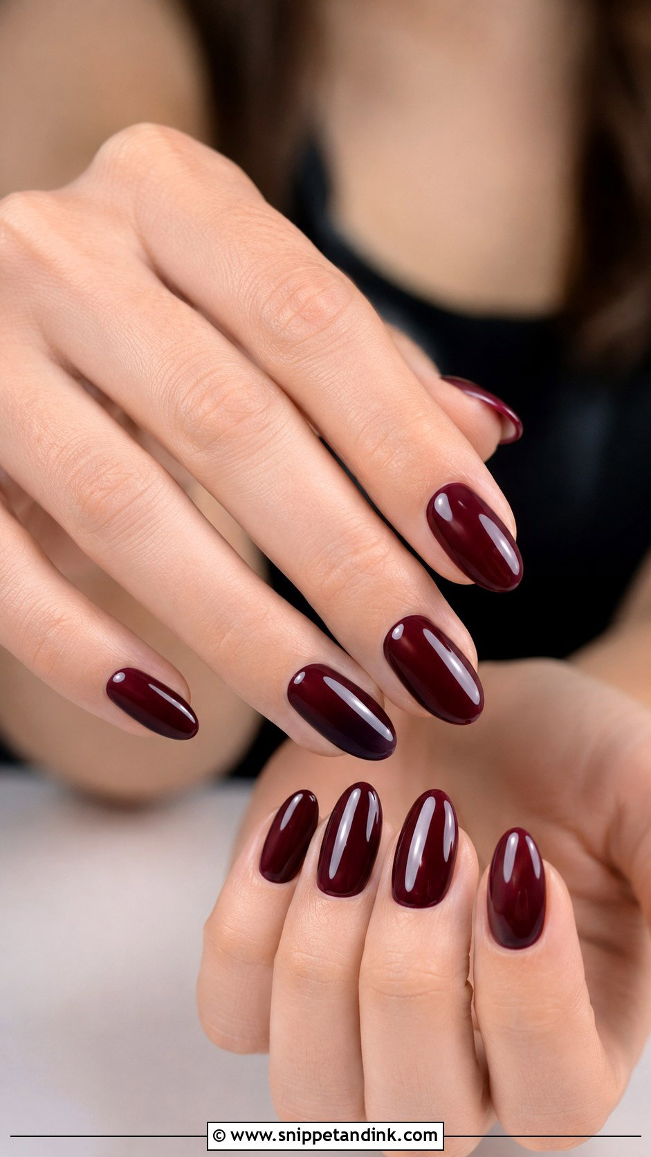 Burgundy Almond Nails - Snippet and Ink - 30 Nails for Wedding Guest