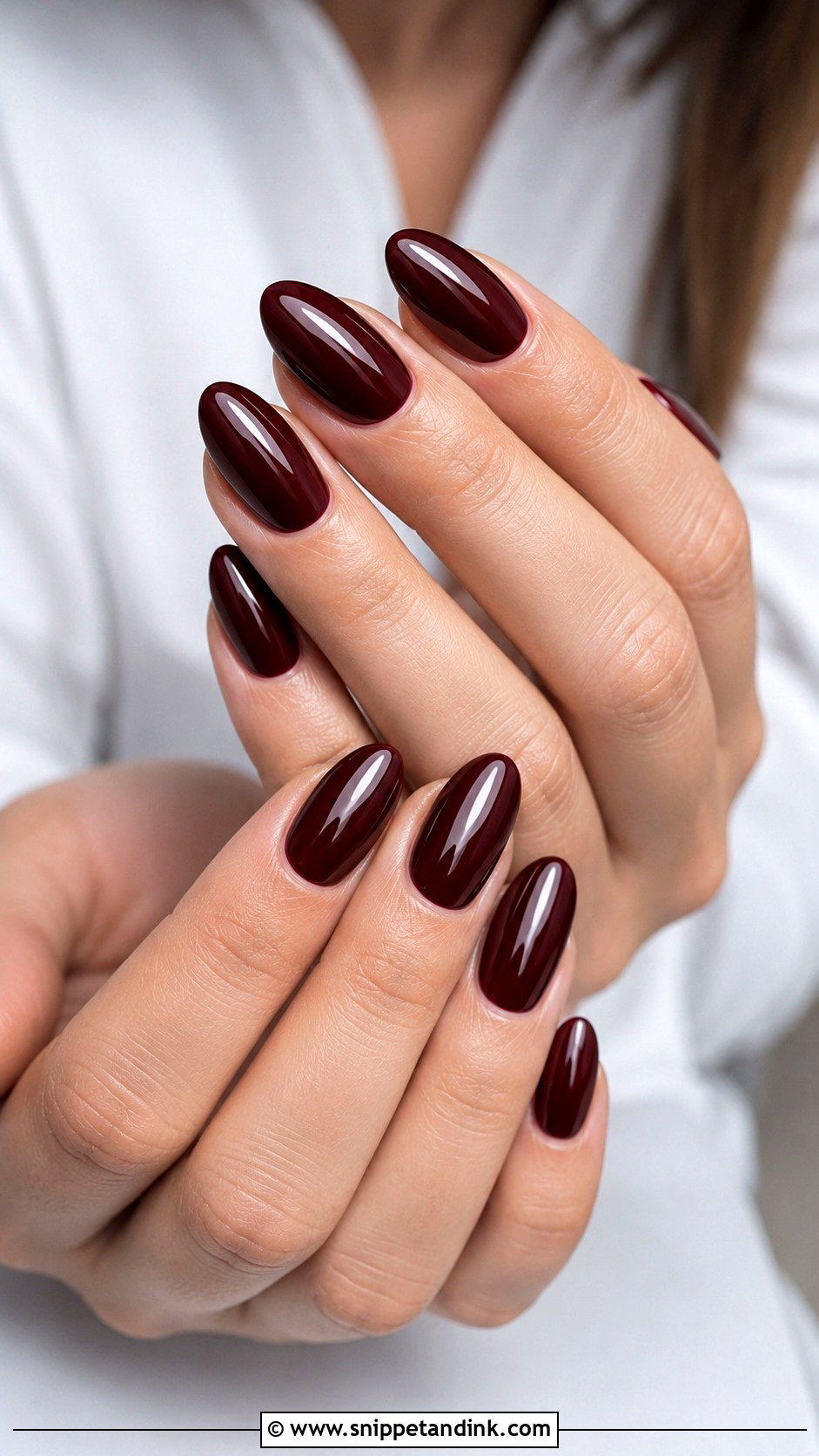 Burgundy Almond Nails - Snippet and Ink - 30 Wedding Guest Nails Ideas