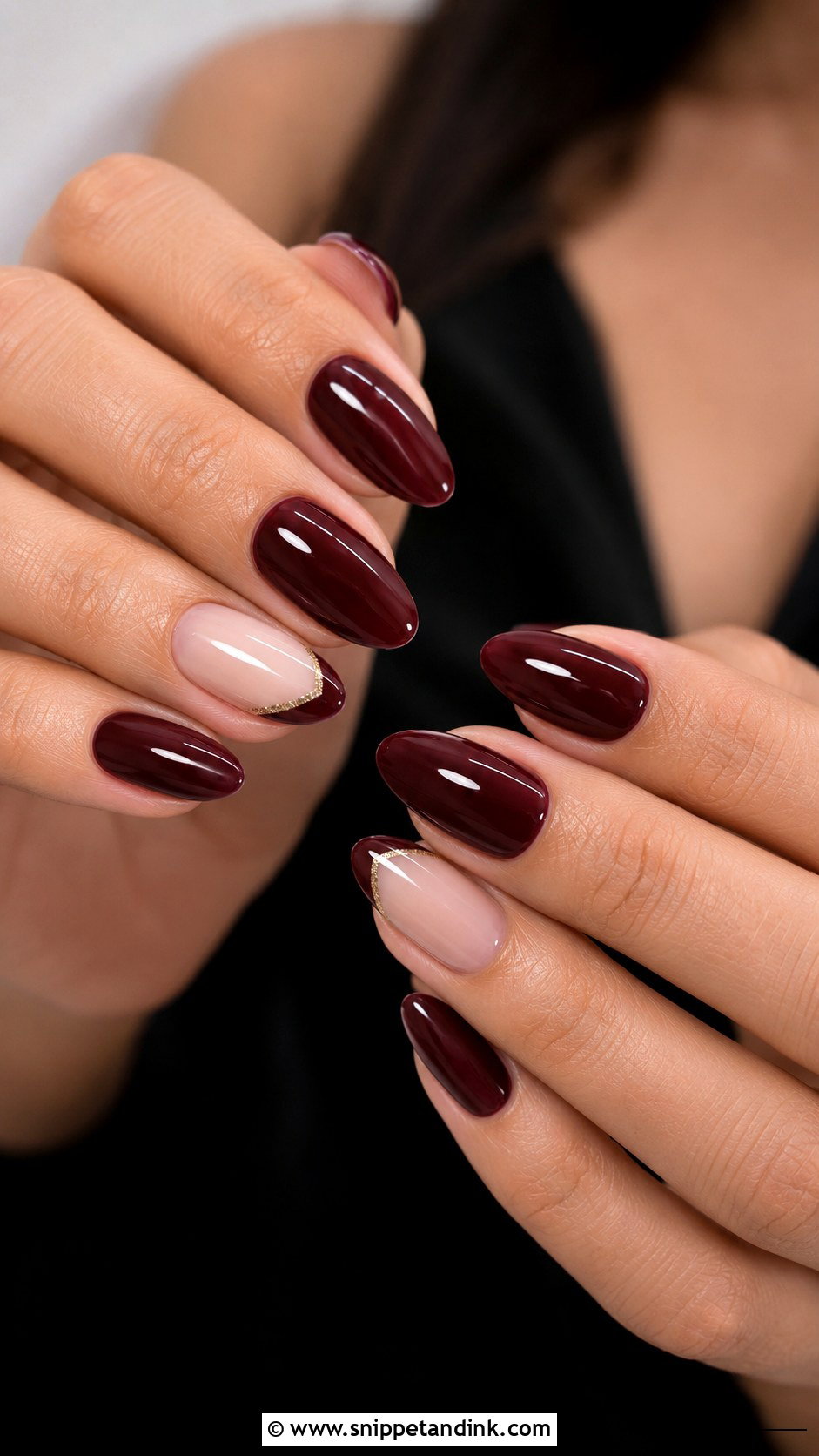 Burgundy Almond Wedding Guest Nails - Snippet and Ink - 20 Almond Wedding Guest Nails Ideas