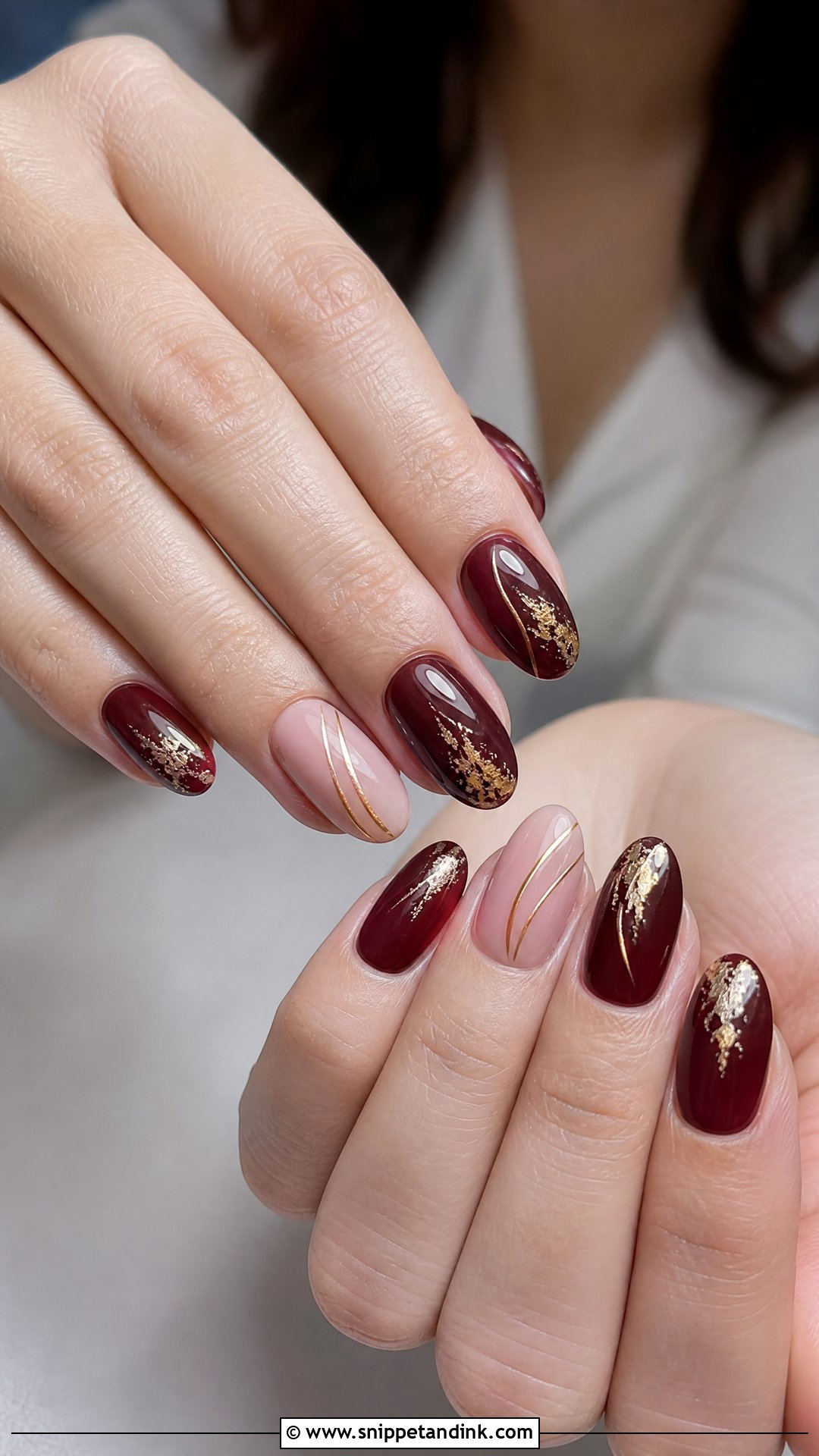 Burgundy And Gold Wedding Nails - Snippet and Ink - 25 Burgundy Wedding Nails