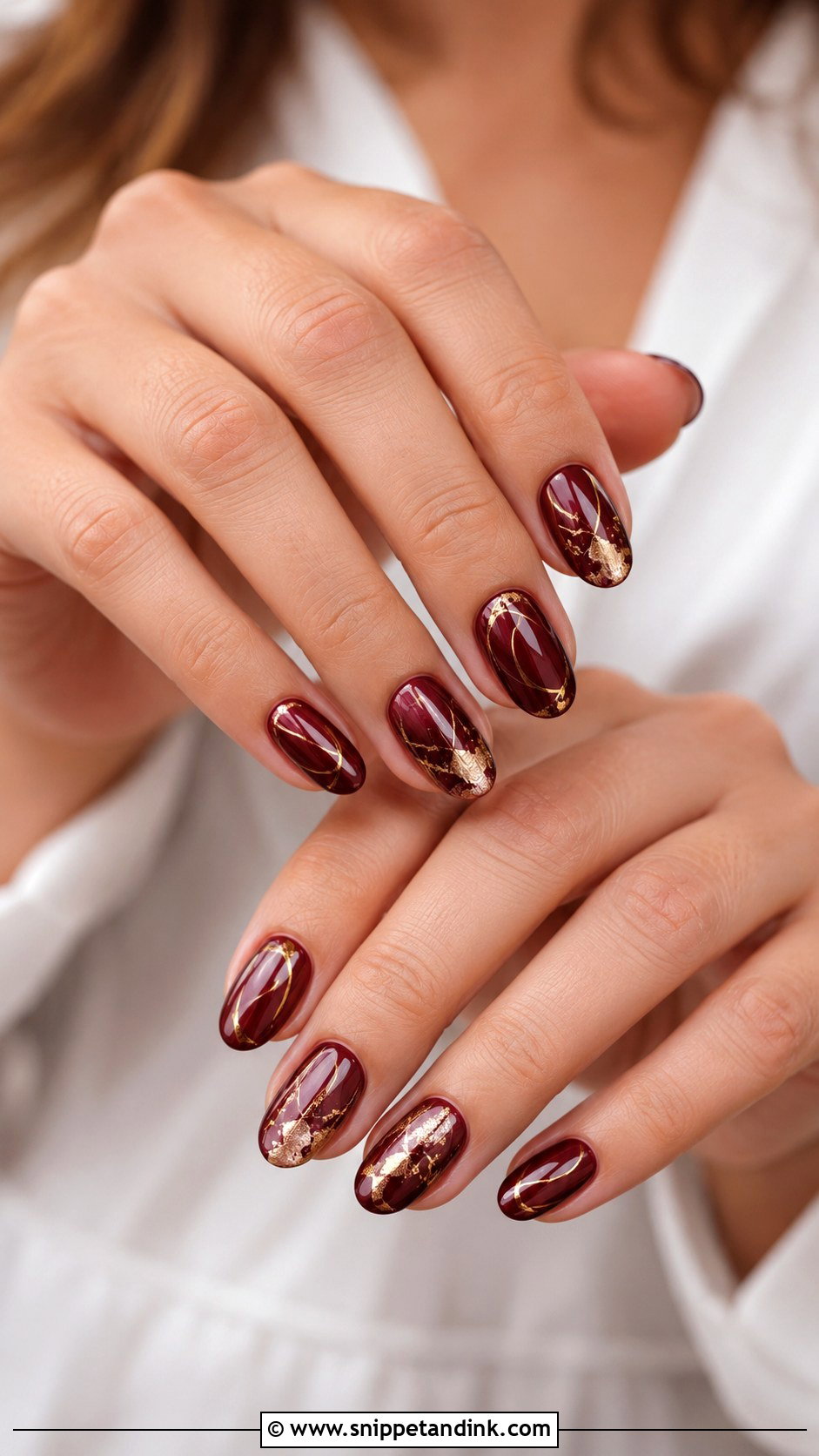 Burgundy And Gold Wedding Nails - Snippet and Ink - 20 Burgundy Wedding Nails Brides