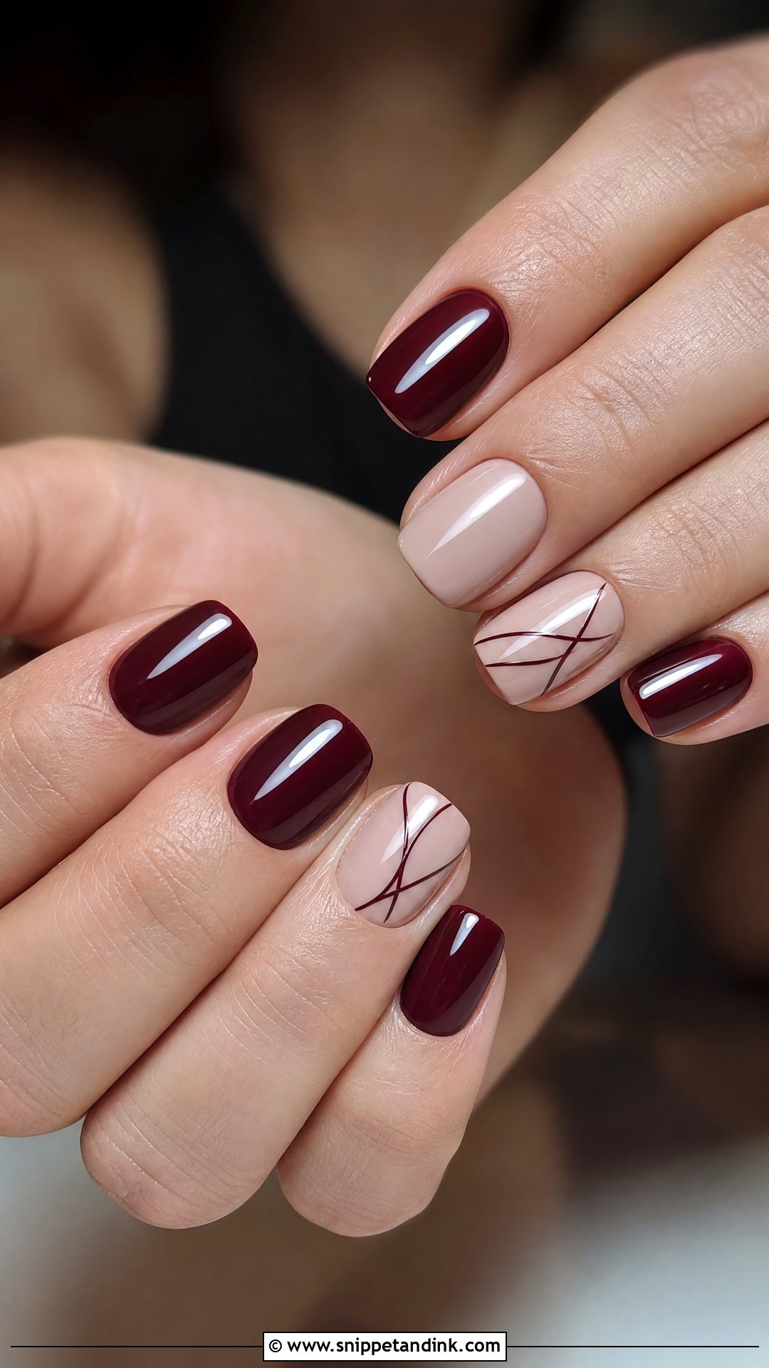 Burgundy And Nude Wedding Nails - Snippet and Ink - 25 Burgundy Wedding Nails