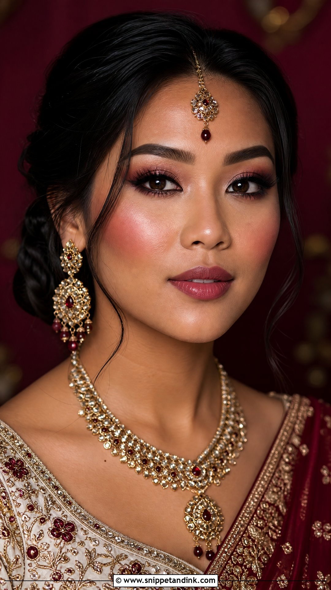Burgundy Asian Bridal Makeup - Snippet and Ink - 25 Wedding Makeup for Asian Brides