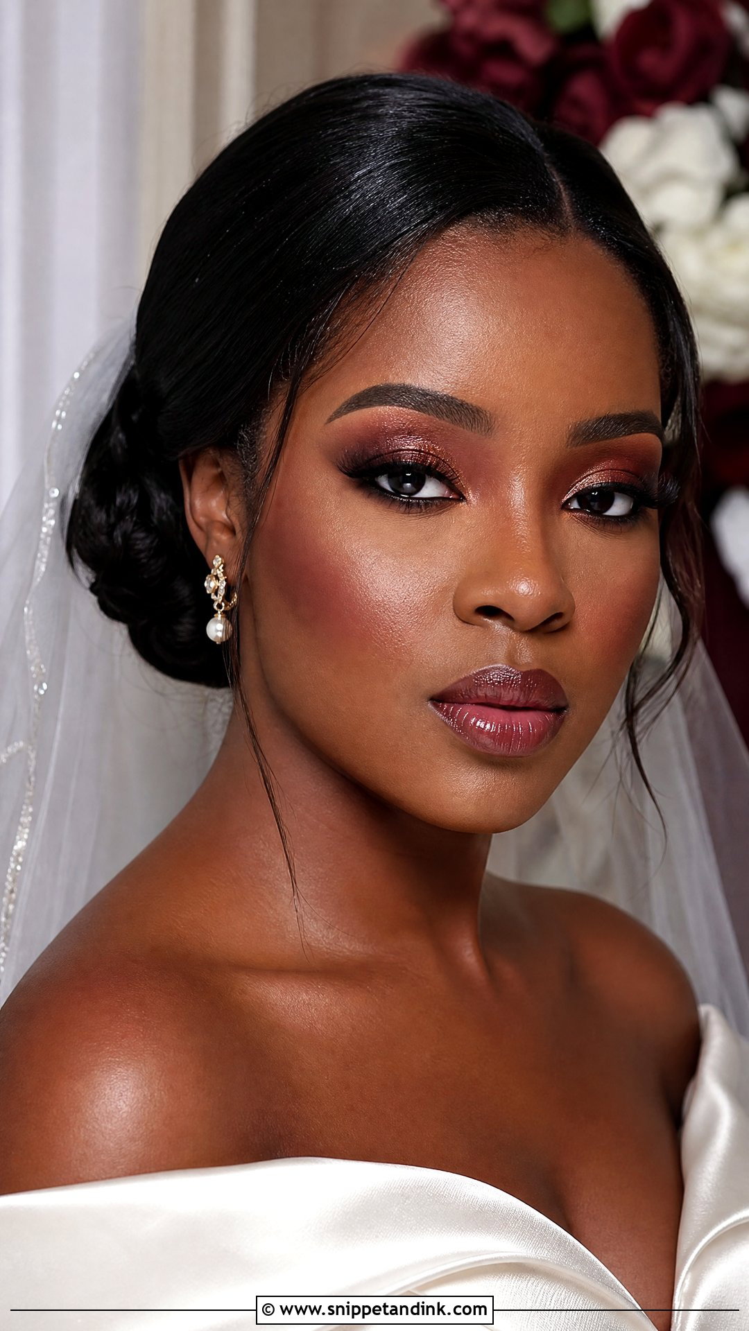 Burgundy Black Bridal Makeup - Snippet and Ink - 20 Black Bridal Makeup Wedding Day Ideas