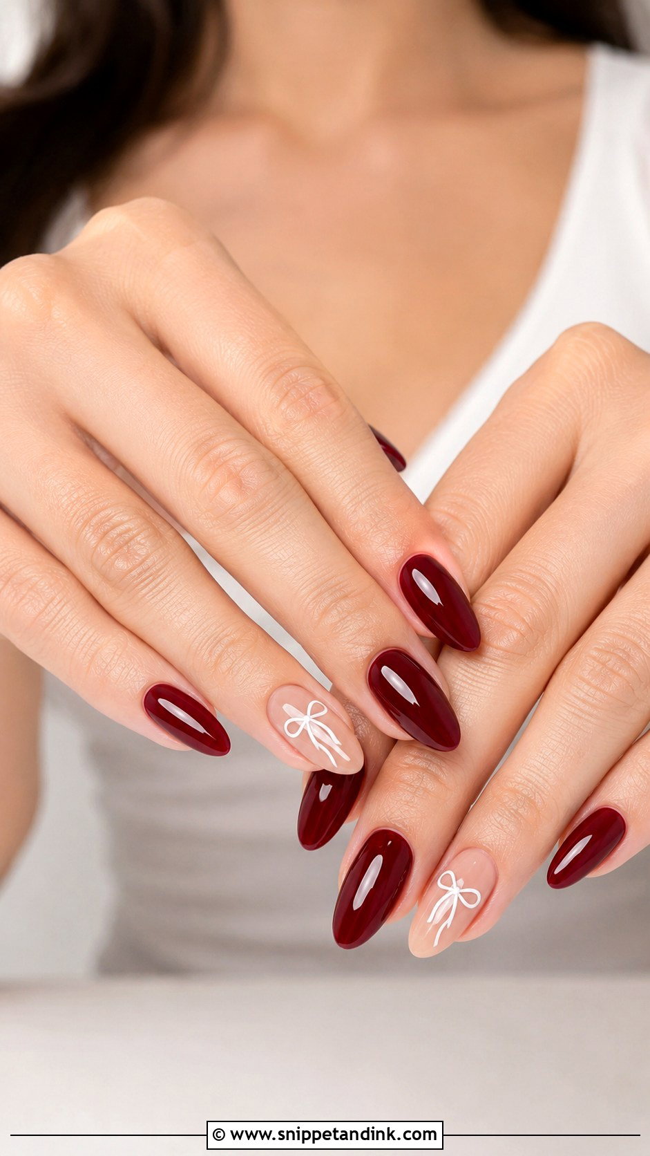Burgundy Bow Wedding Nails - Snippet and Ink - 20 Burgundy Wedding Nails Brides