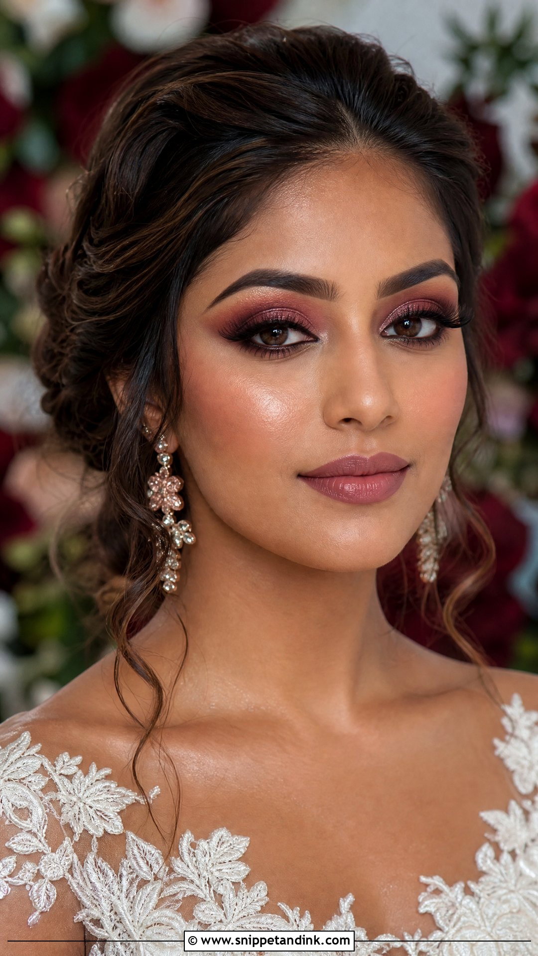 Burgundy Bridal Glam Makeup For Brown Eyes - Snippet and Ink - 20 Bridal Glam Makeup for Brown Eyes