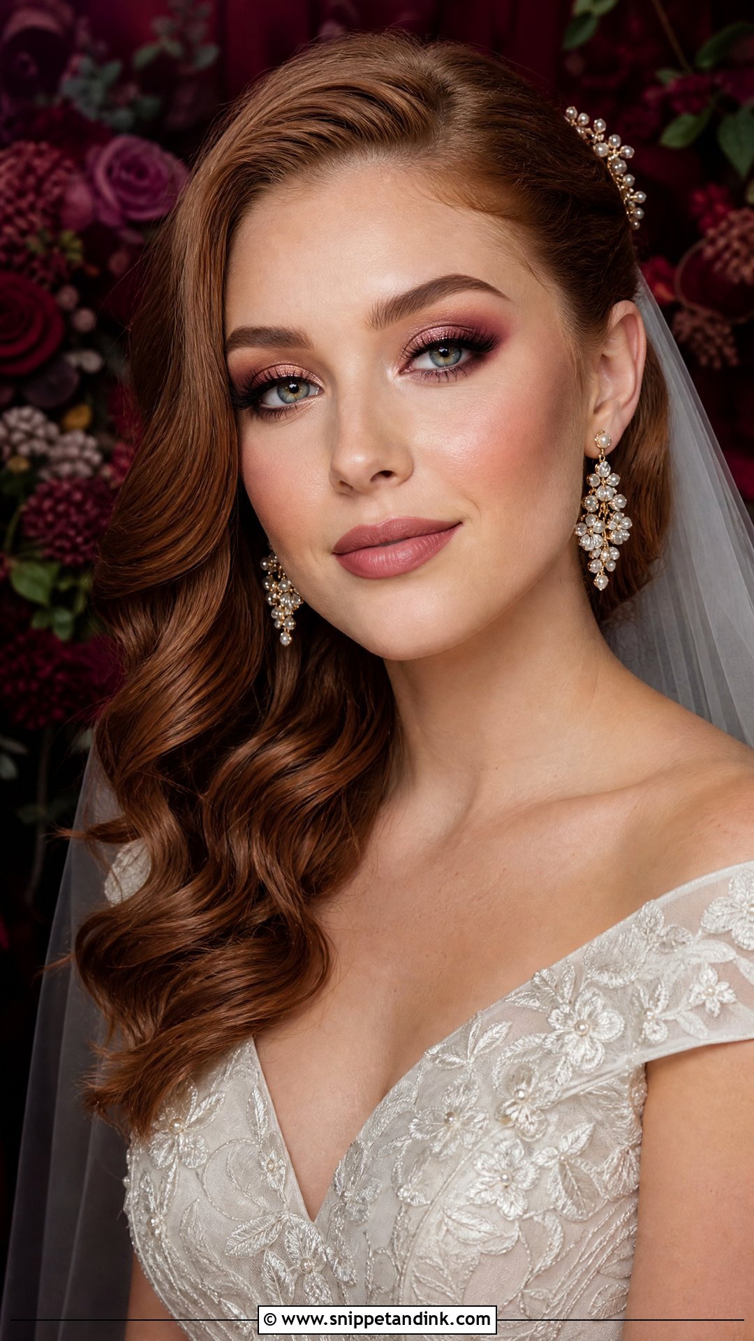 Burgundy Bridal Makeup - Snippet and Ink - 20 Colorful Bridal Makeup Ideas