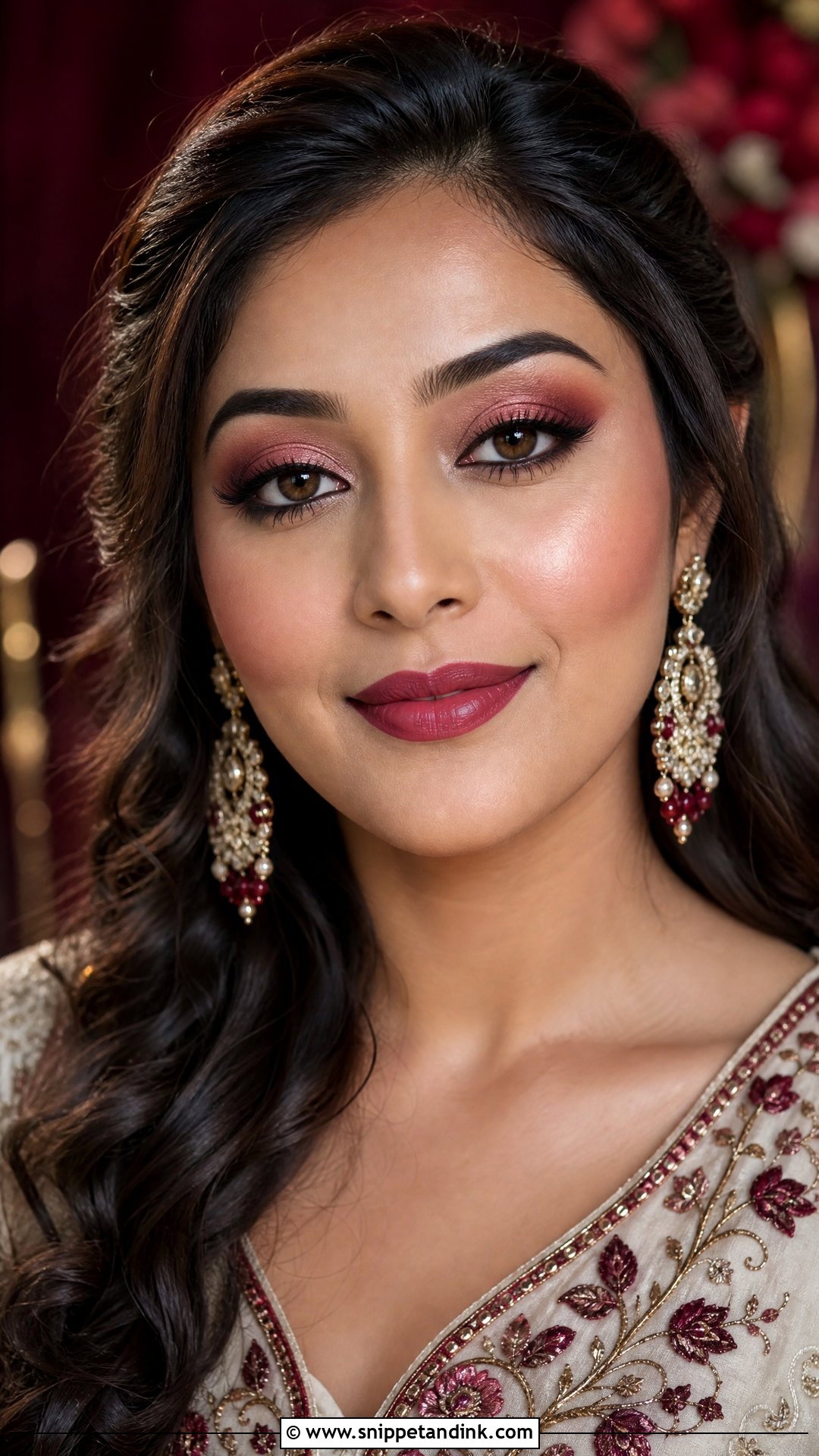 Burgundy Bridal Makeup - Snippet and Ink - 20 Halloween Wedding Makeup Ideas