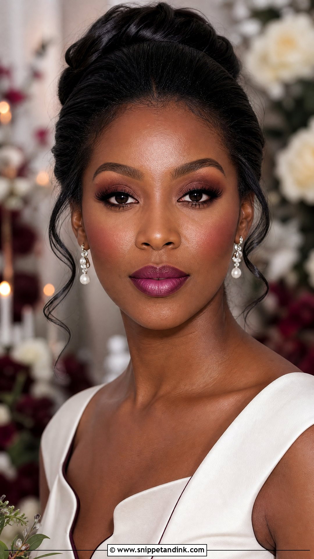 Burgundy Bridal Makeup - Snippet and Ink - 25 Wedding Glam Makeup Brides