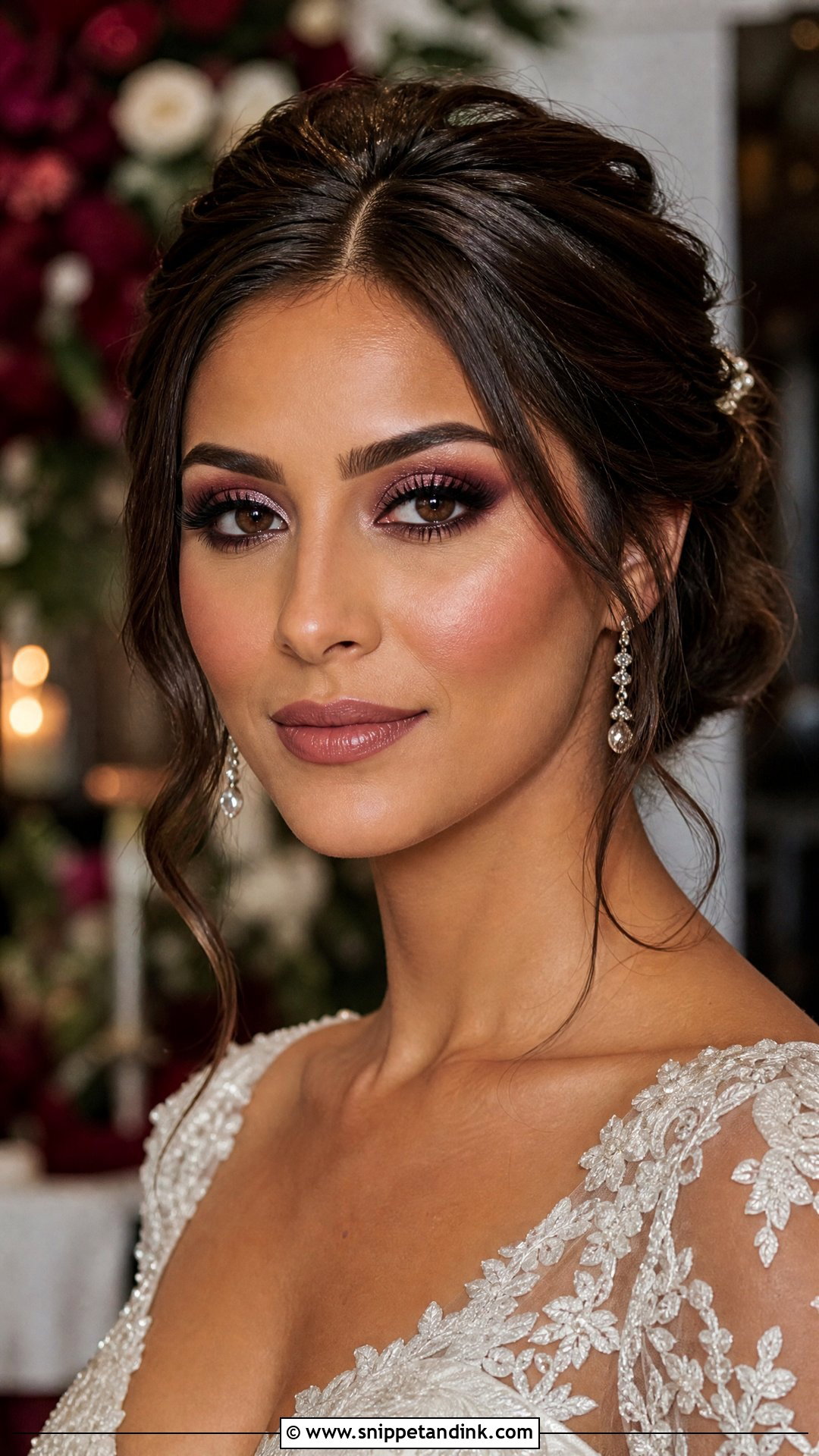 Burgundy Bridal Makeup For Brown Eyes - Snippet and Ink - 20 Glam Bridal Makeup for Brown Eyes